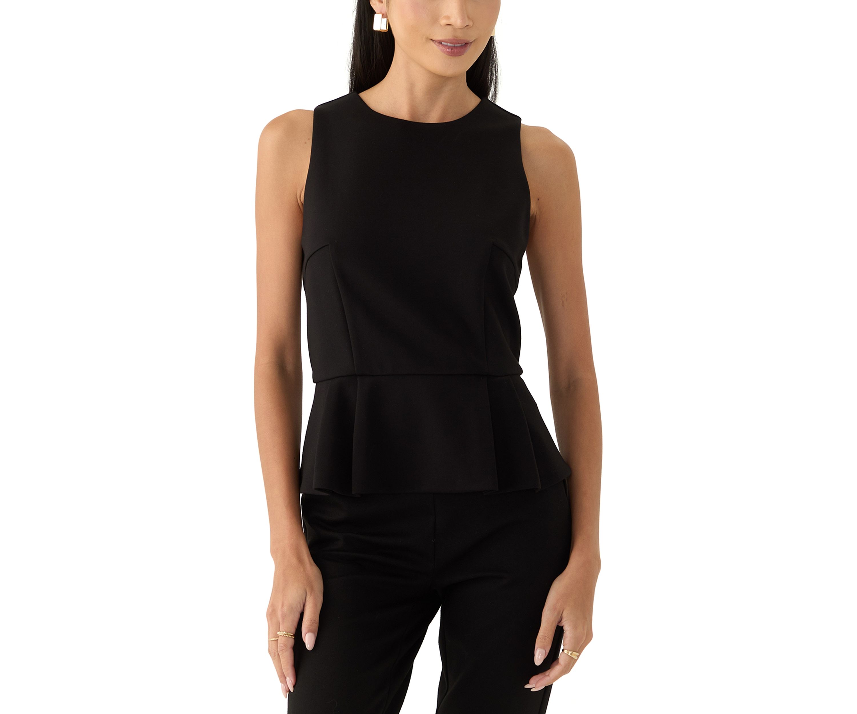 Petite Sleeveless Fully Lined Peplum Top 