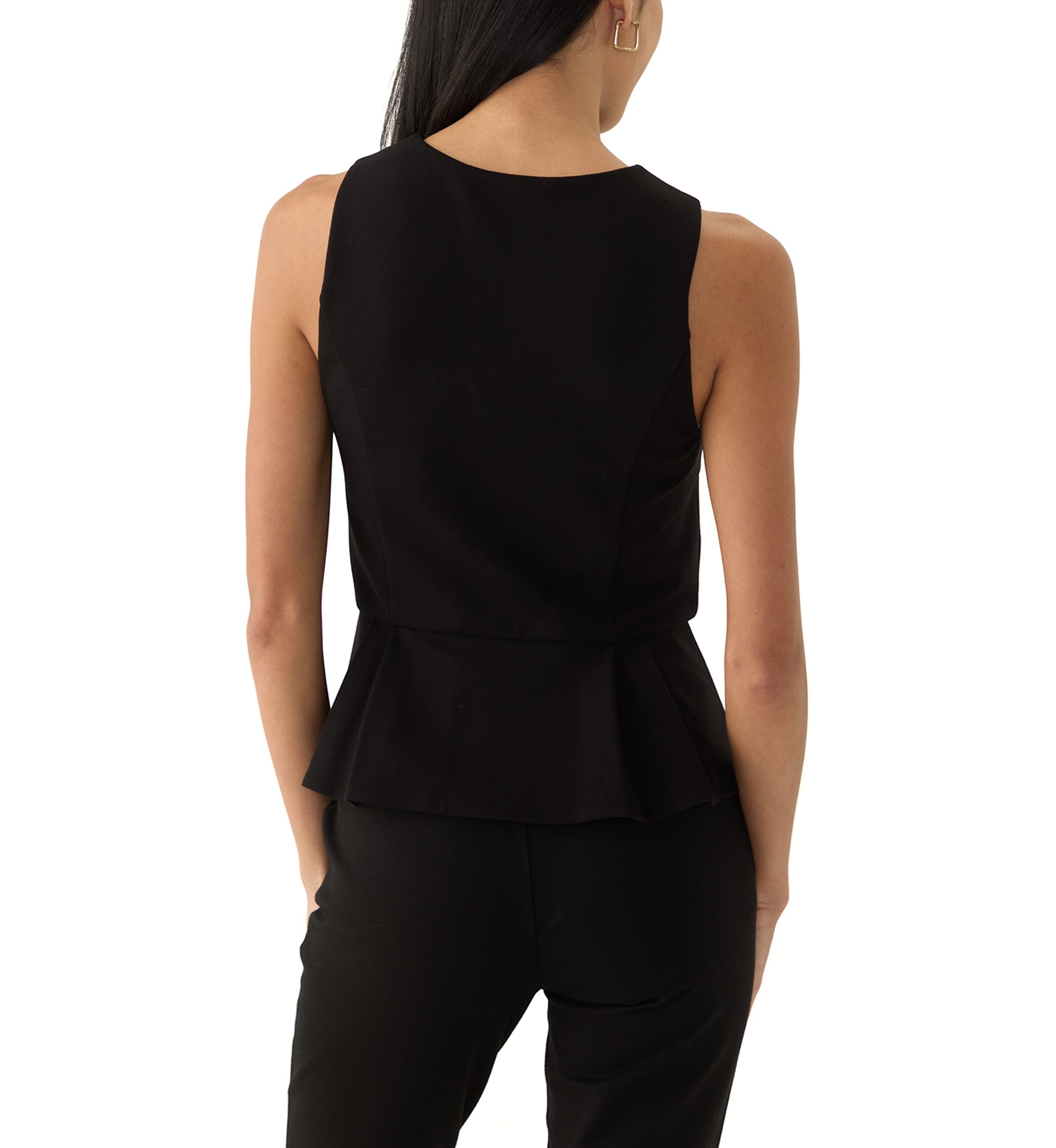 Petite Sleeveless Fully Lined Peplum Top 