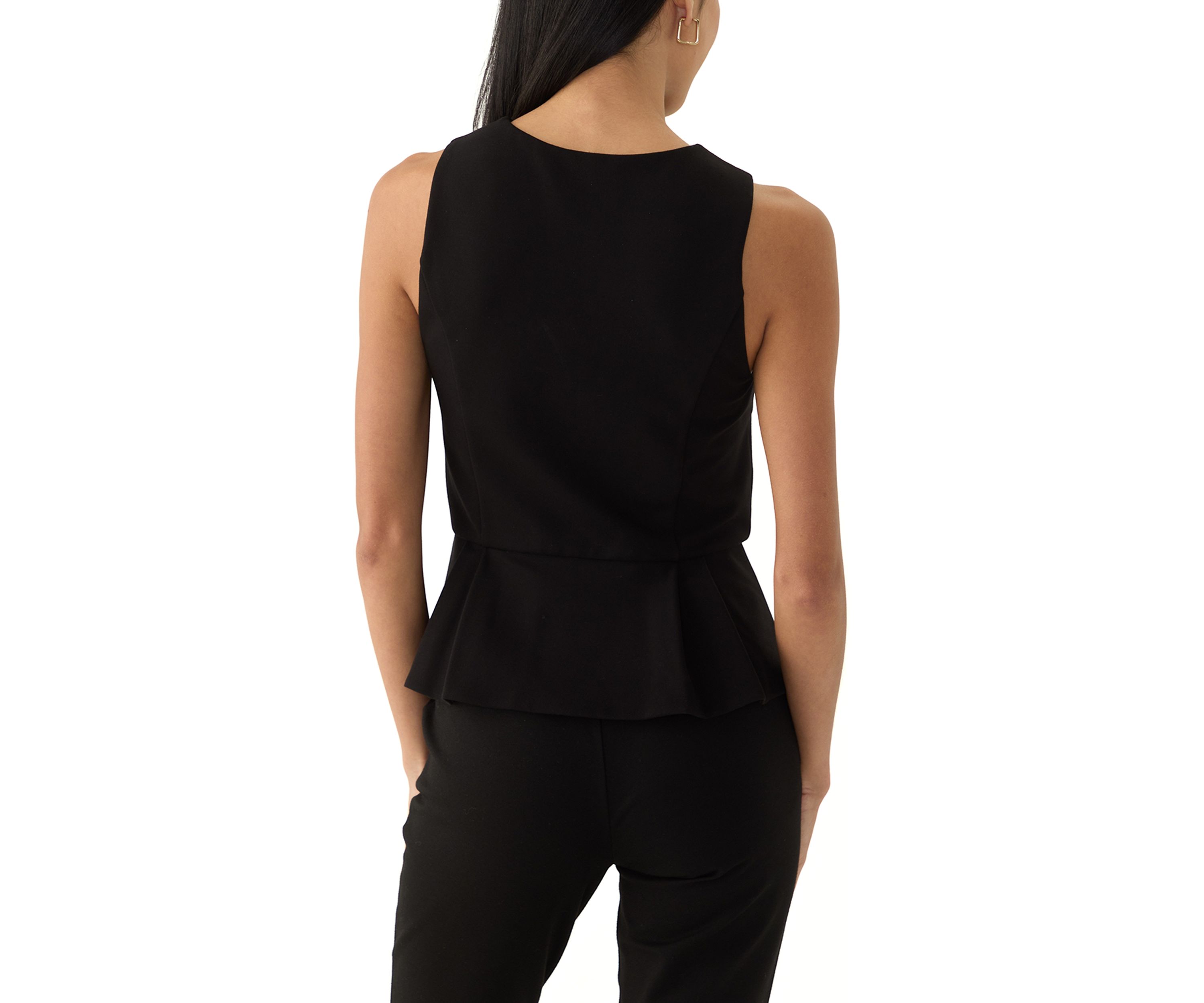 Petite Sleeveless Fully Lined Peplum Top 