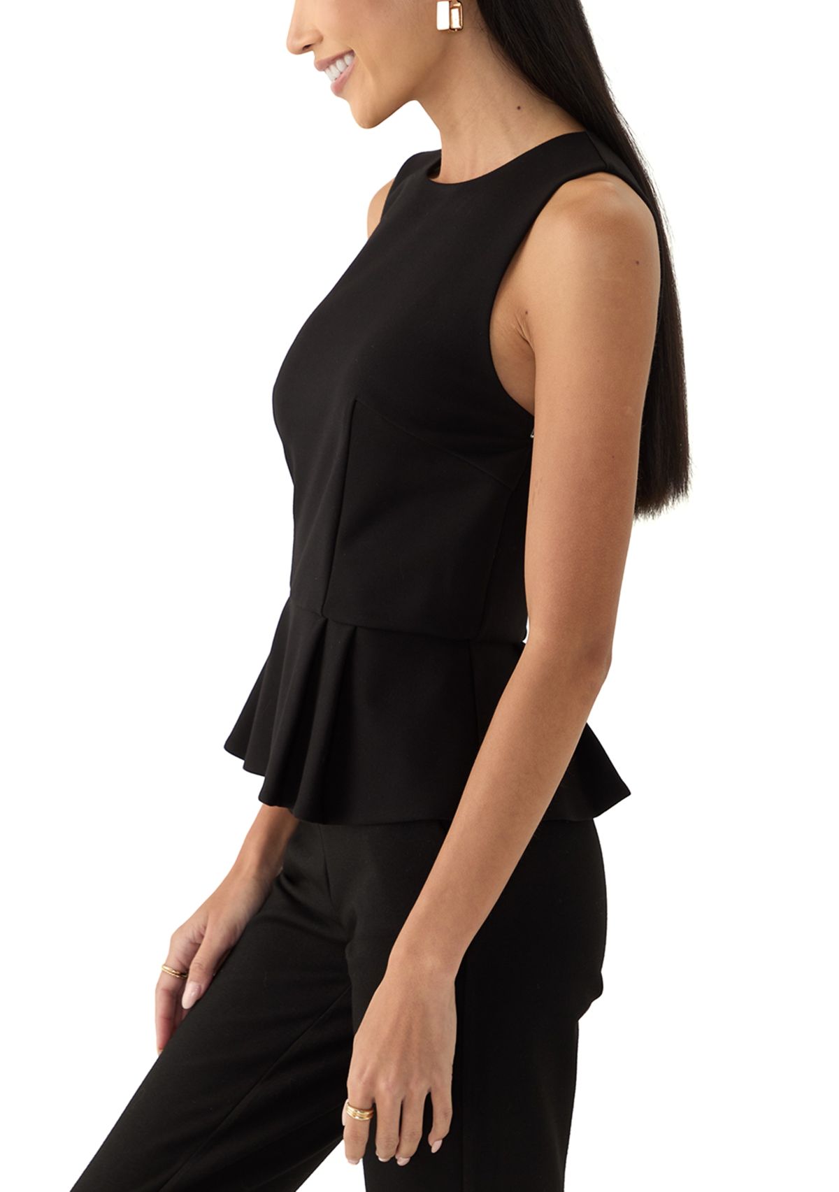 Petite Sleeveless Fully Lined Peplum Top 