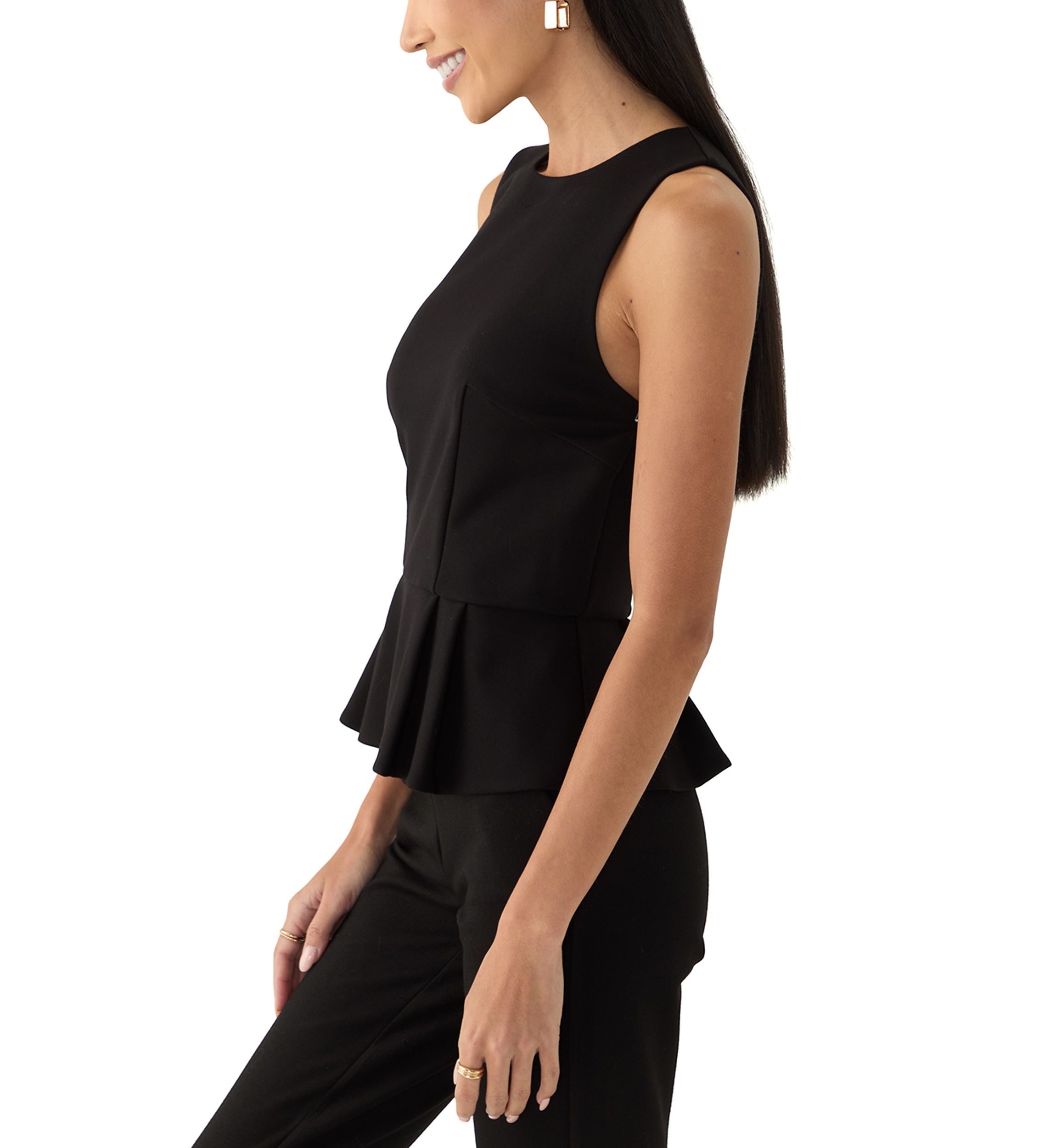 Petite Sleeveless Fully Lined Peplum Top 