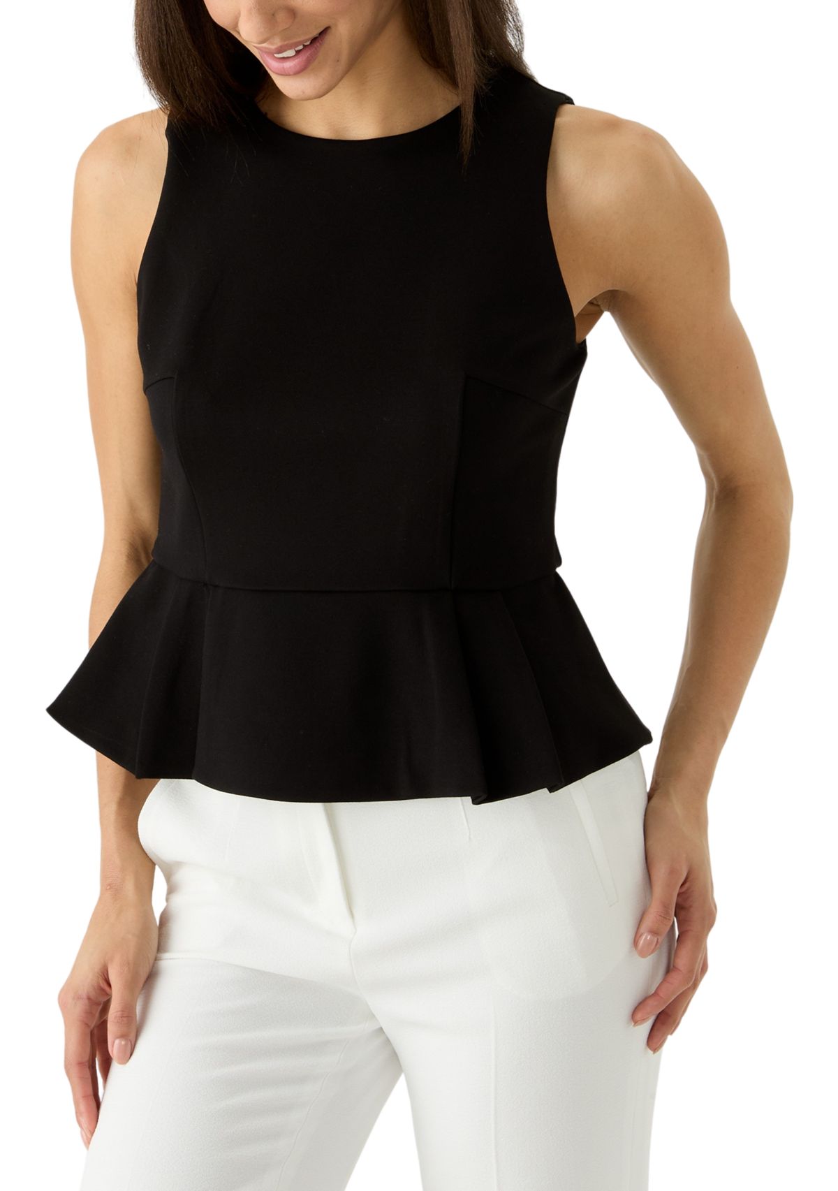 Womens Sleeveless Fully Lined Peplum Top
