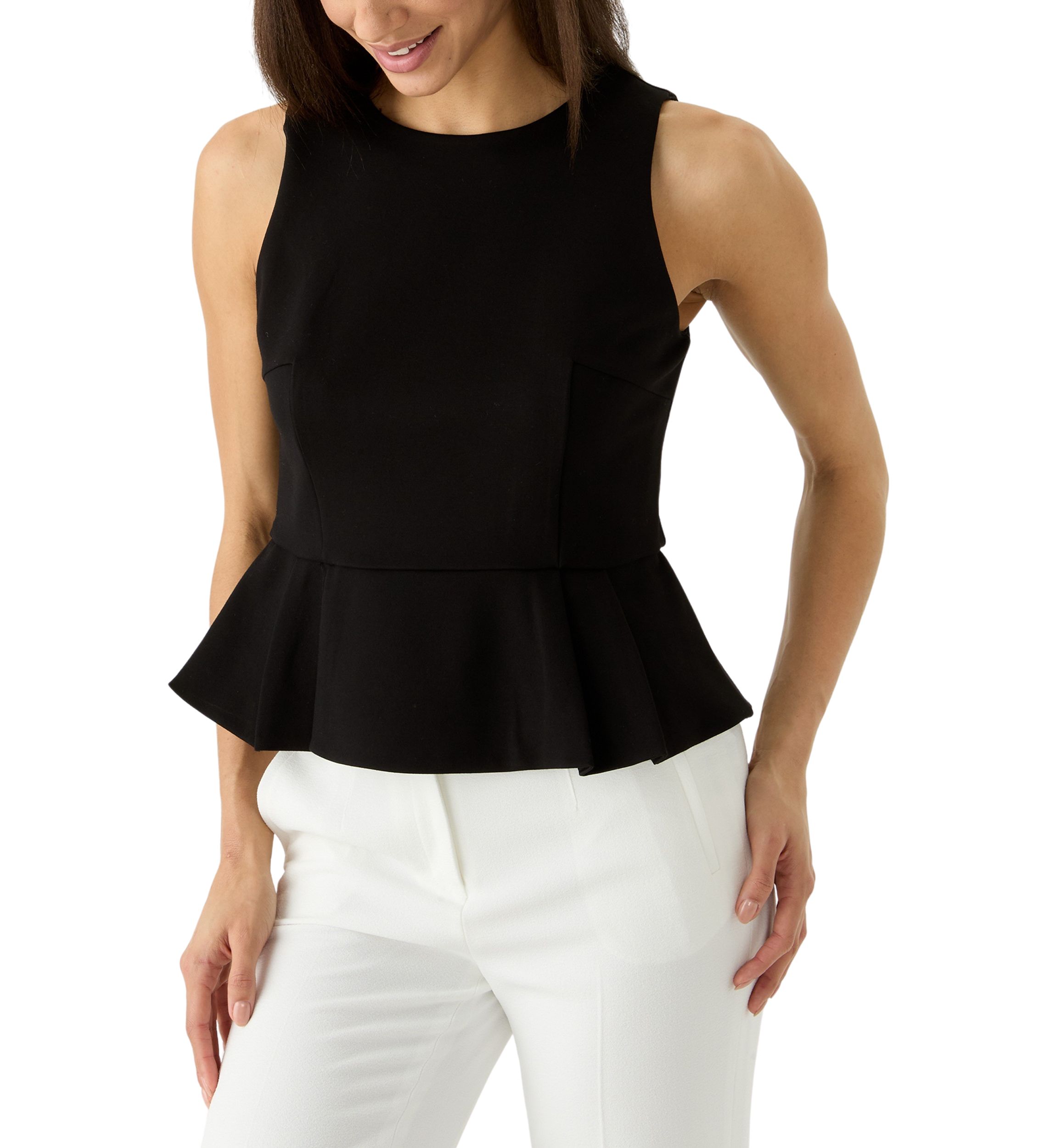 Womens Sleeveless Fully Lined Peplum Top