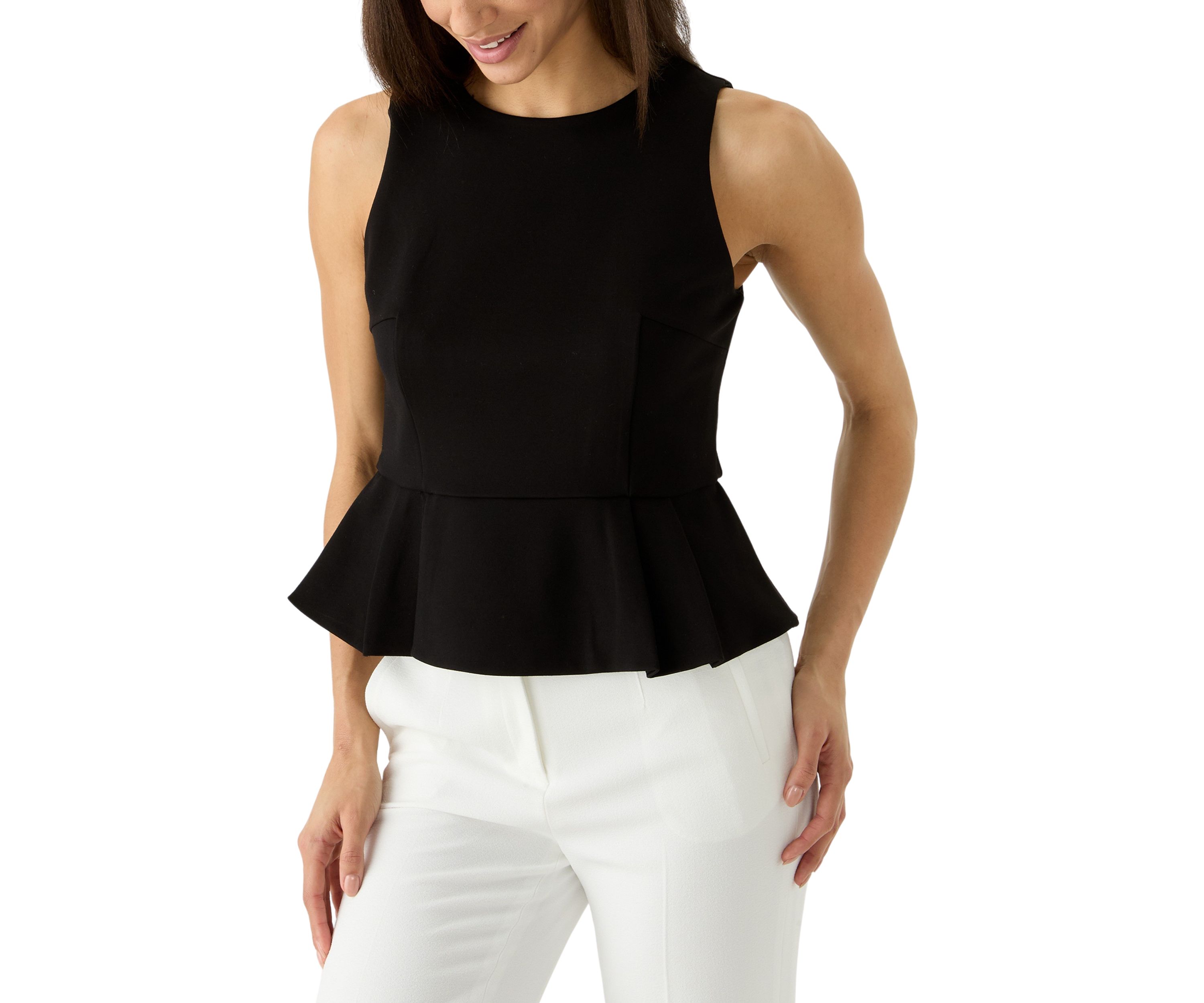 Womens Sleeveless Fully Lined Peplum Top