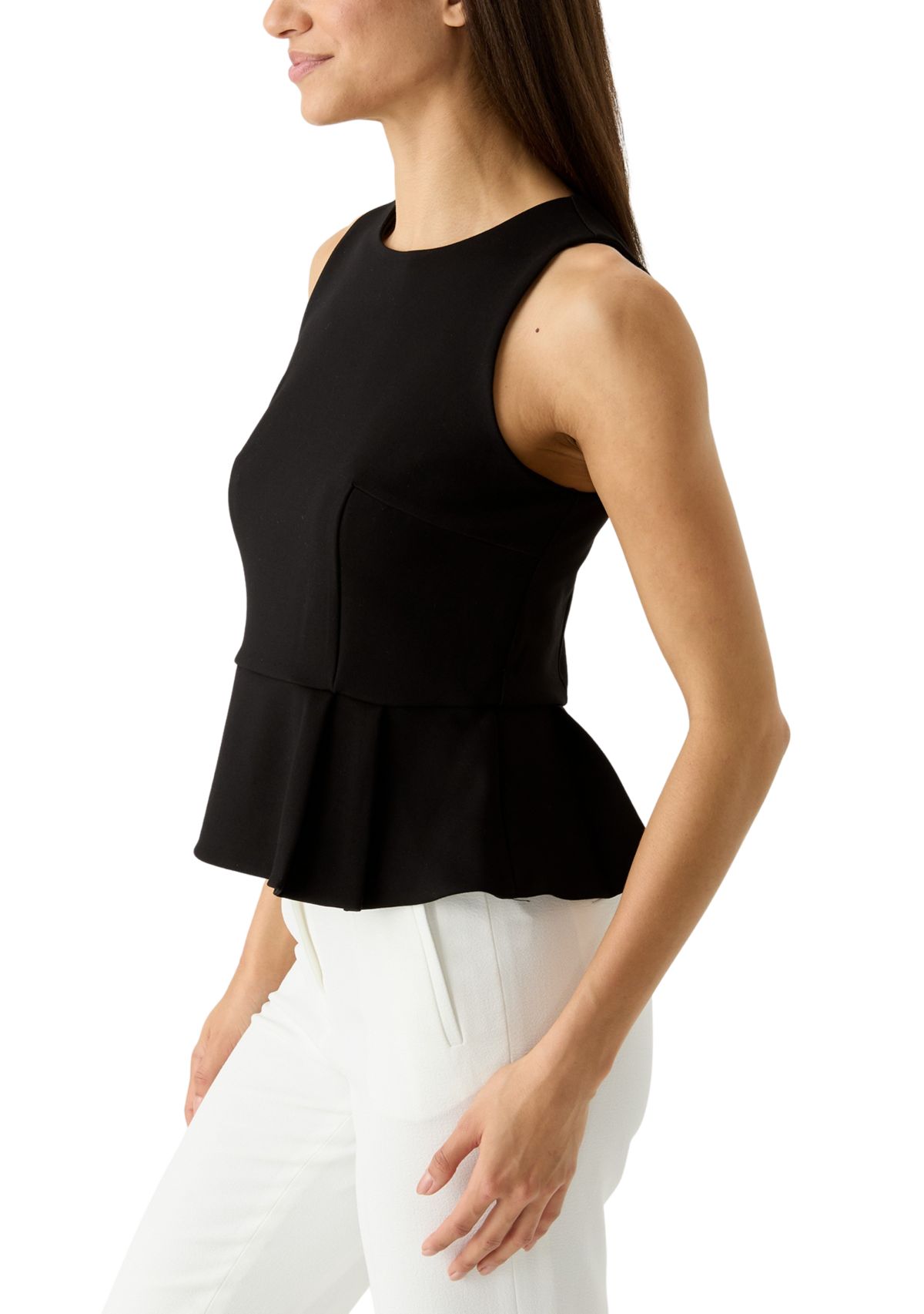 Womens Sleeveless Fully Lined Peplum Top