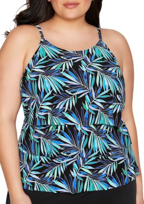 shapesolver plus size prairie dance triple tier swim tankin