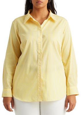 Lauren Ralph Lauren Plus Size Pinstripe Cotton Shirt | belk