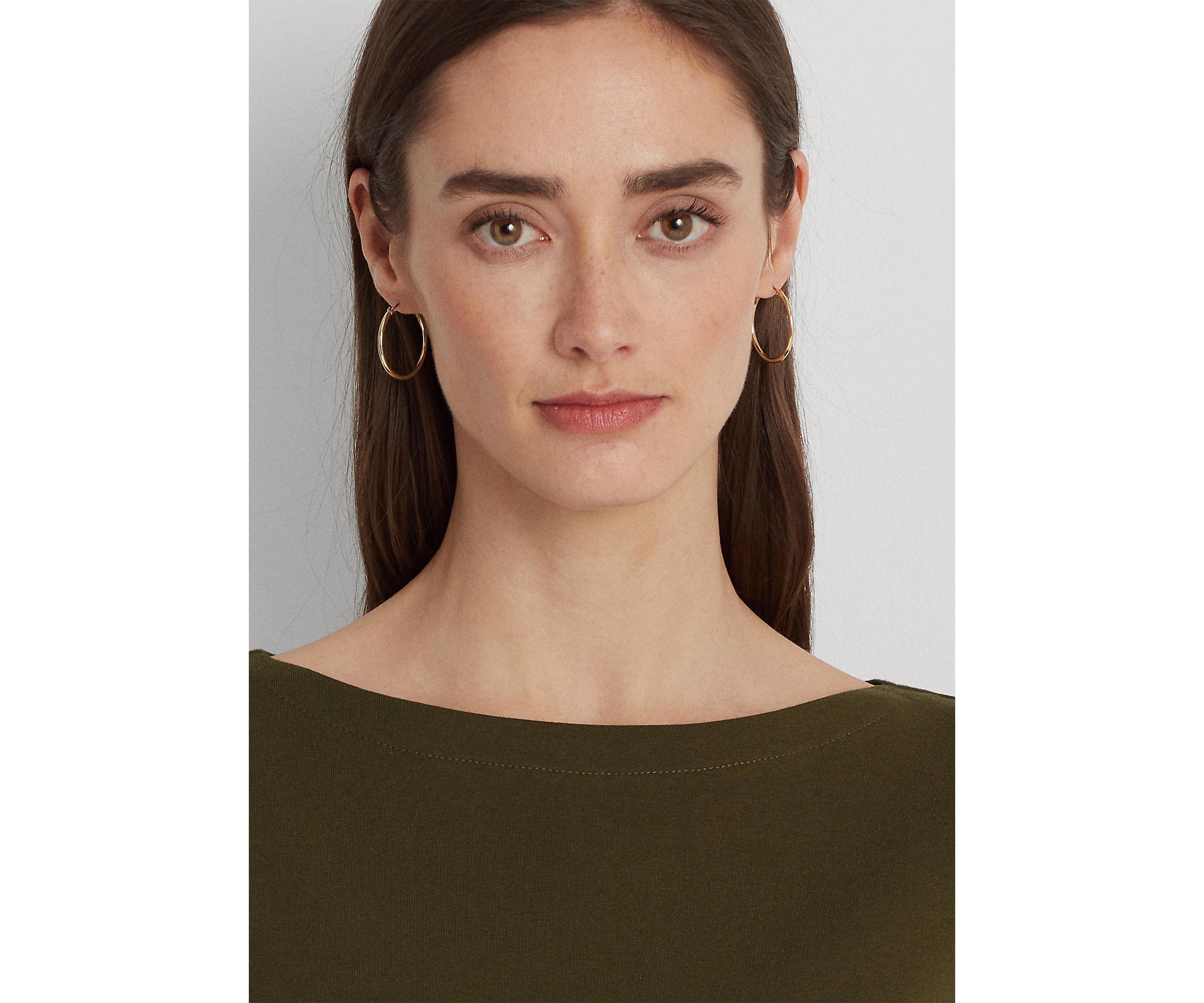 Stretch Cotton Boat Neck T-Shirt