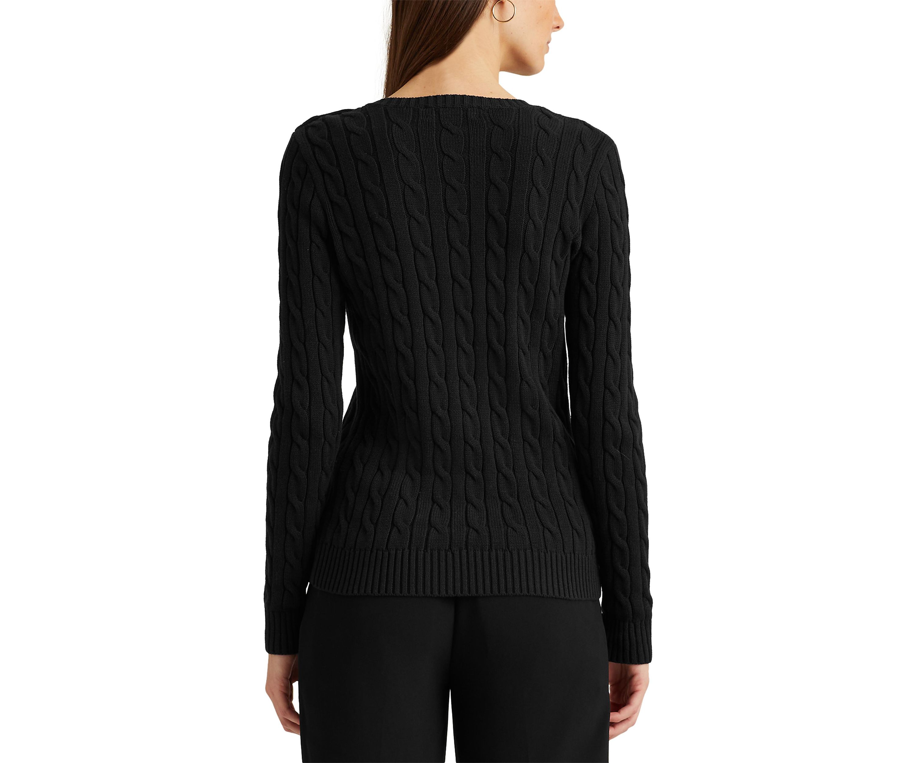  Button-Trim Cable-Knit Sweater  