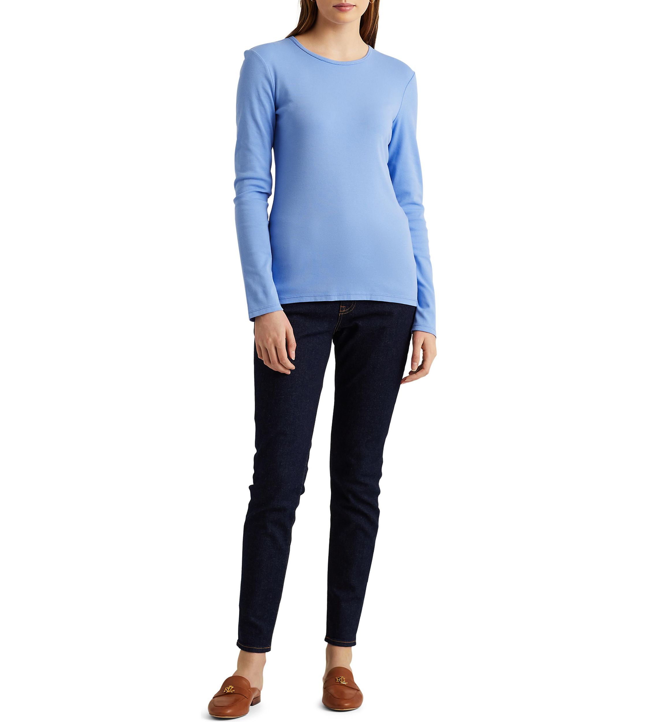 Cotton-Blend Long Sleeve Top 