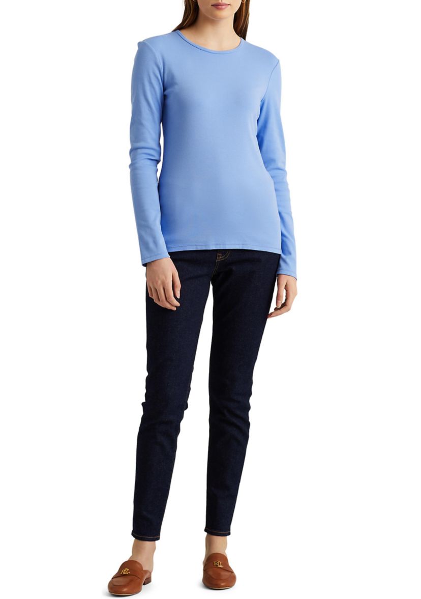 Cotton-Blend Long Sleeve Top 