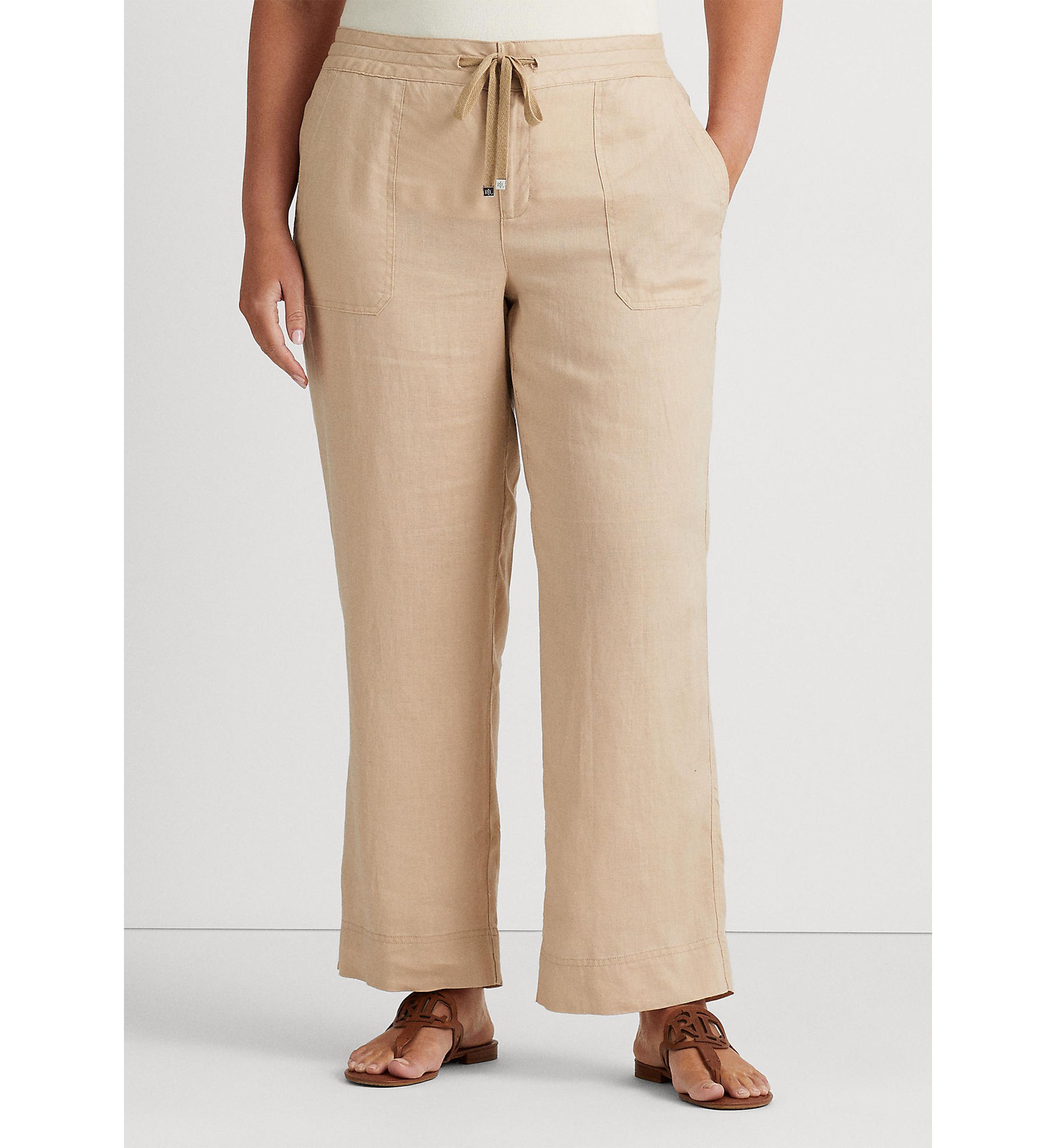 Plus Size Linen Wide Leg Pants
