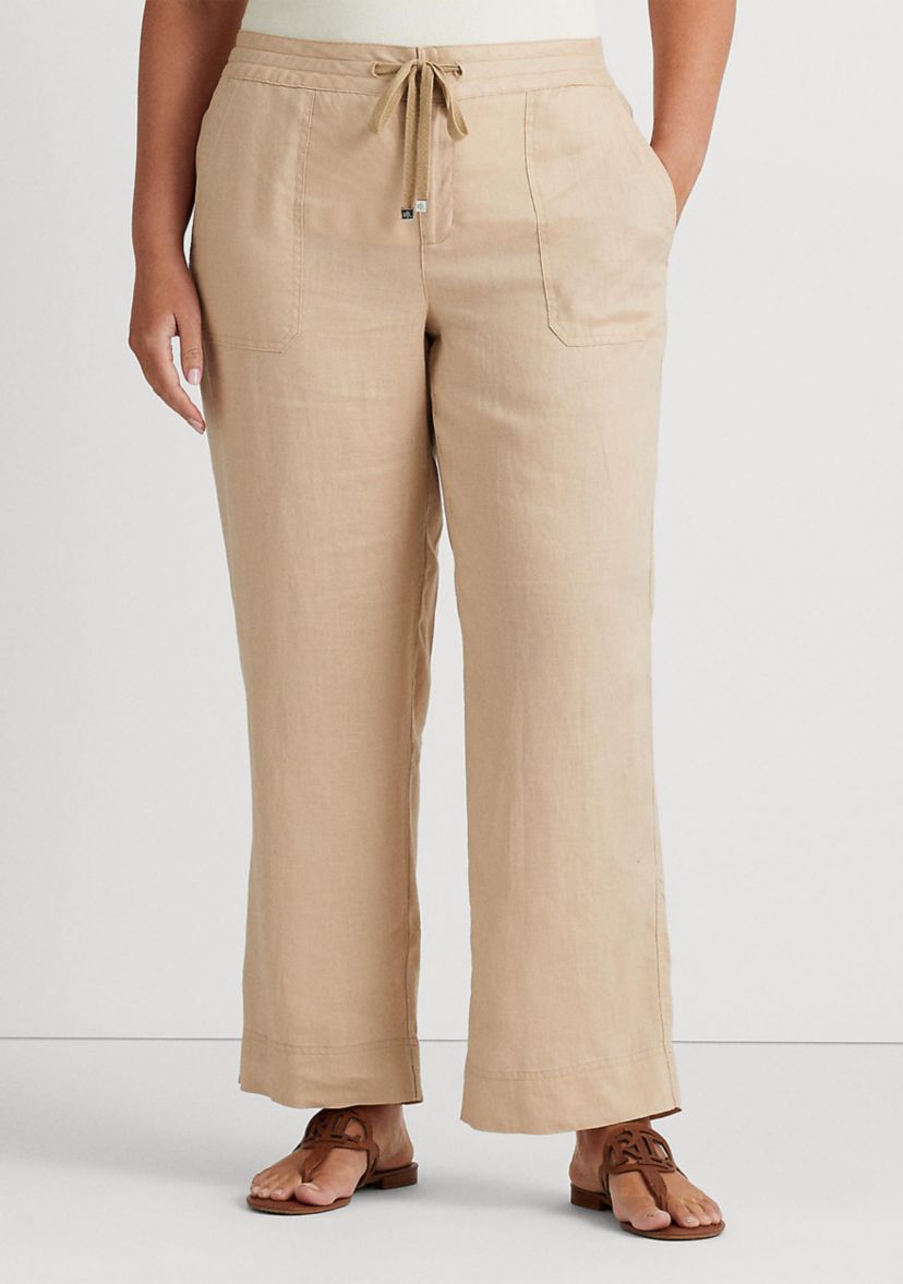 Plus Size Linen Wide Leg Pants