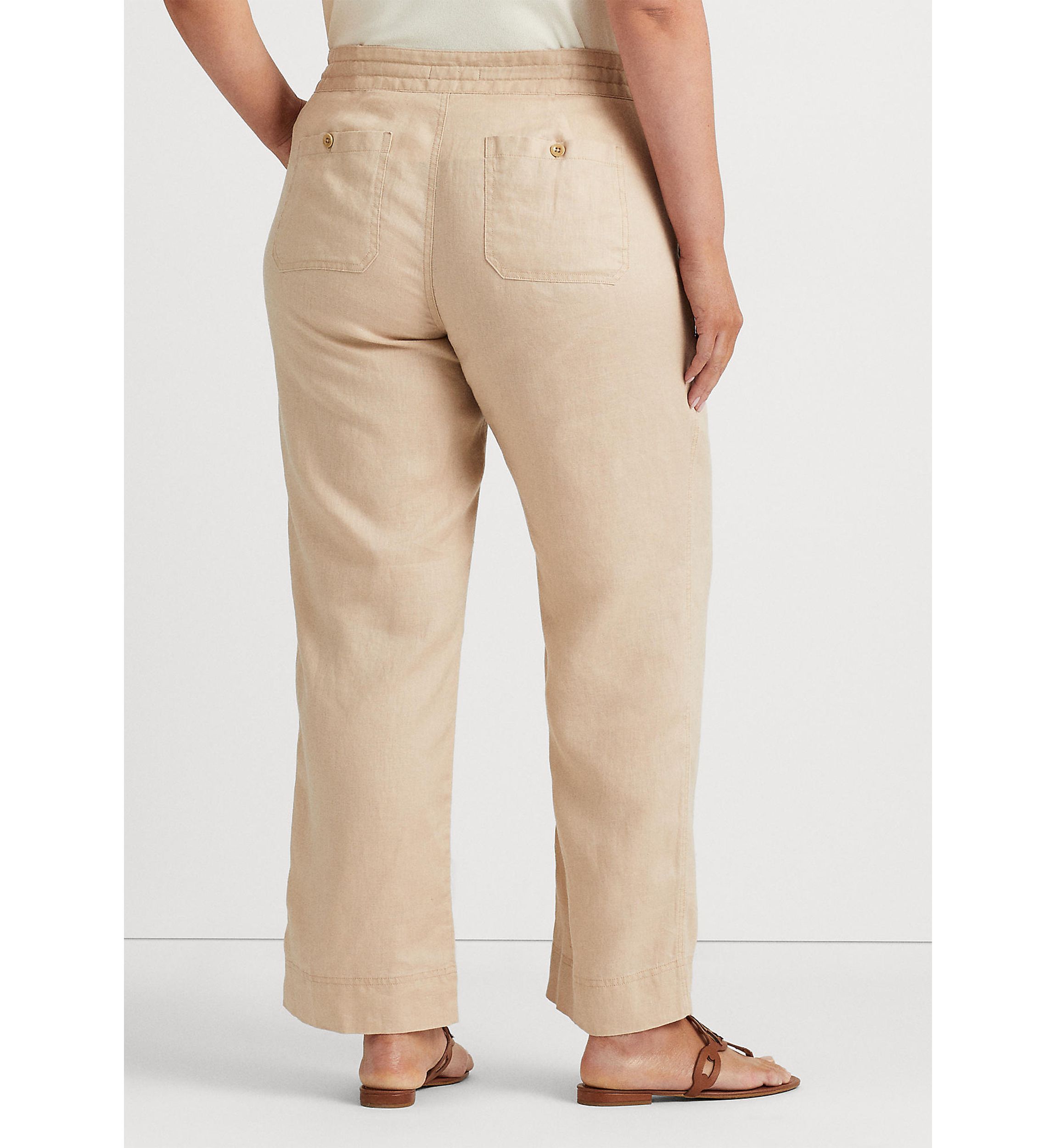 Plus Size Linen Wide Leg Pants