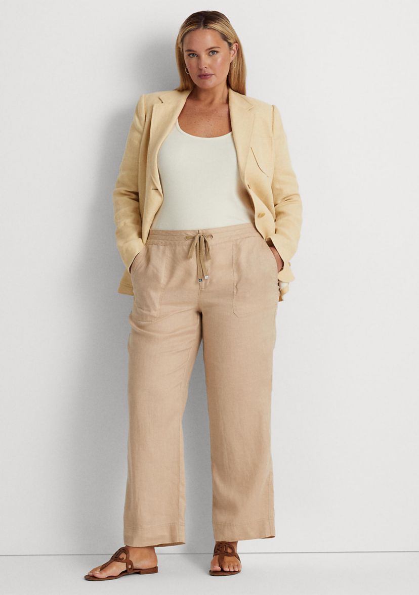 Plus Size Linen Wide Leg Pants