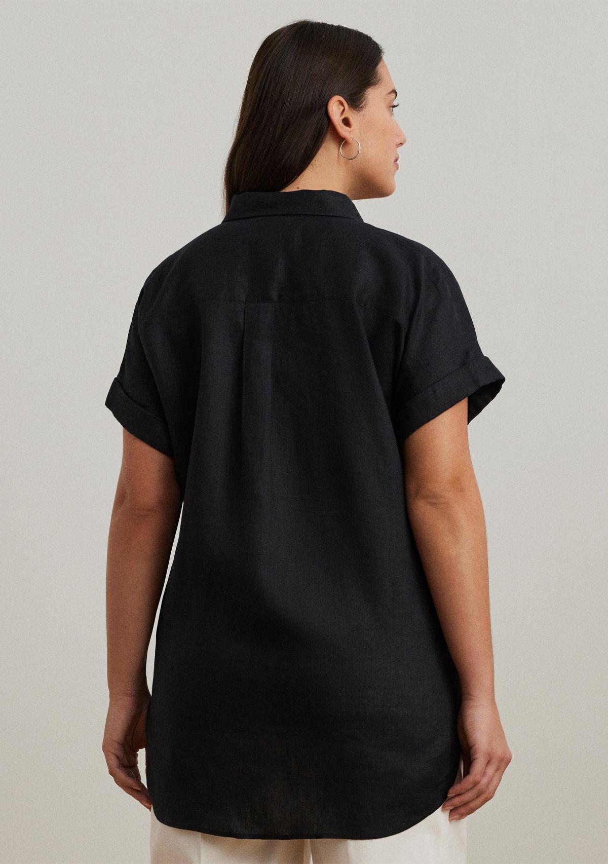 Plus Size Linen Dolman Sleeve Shirt 