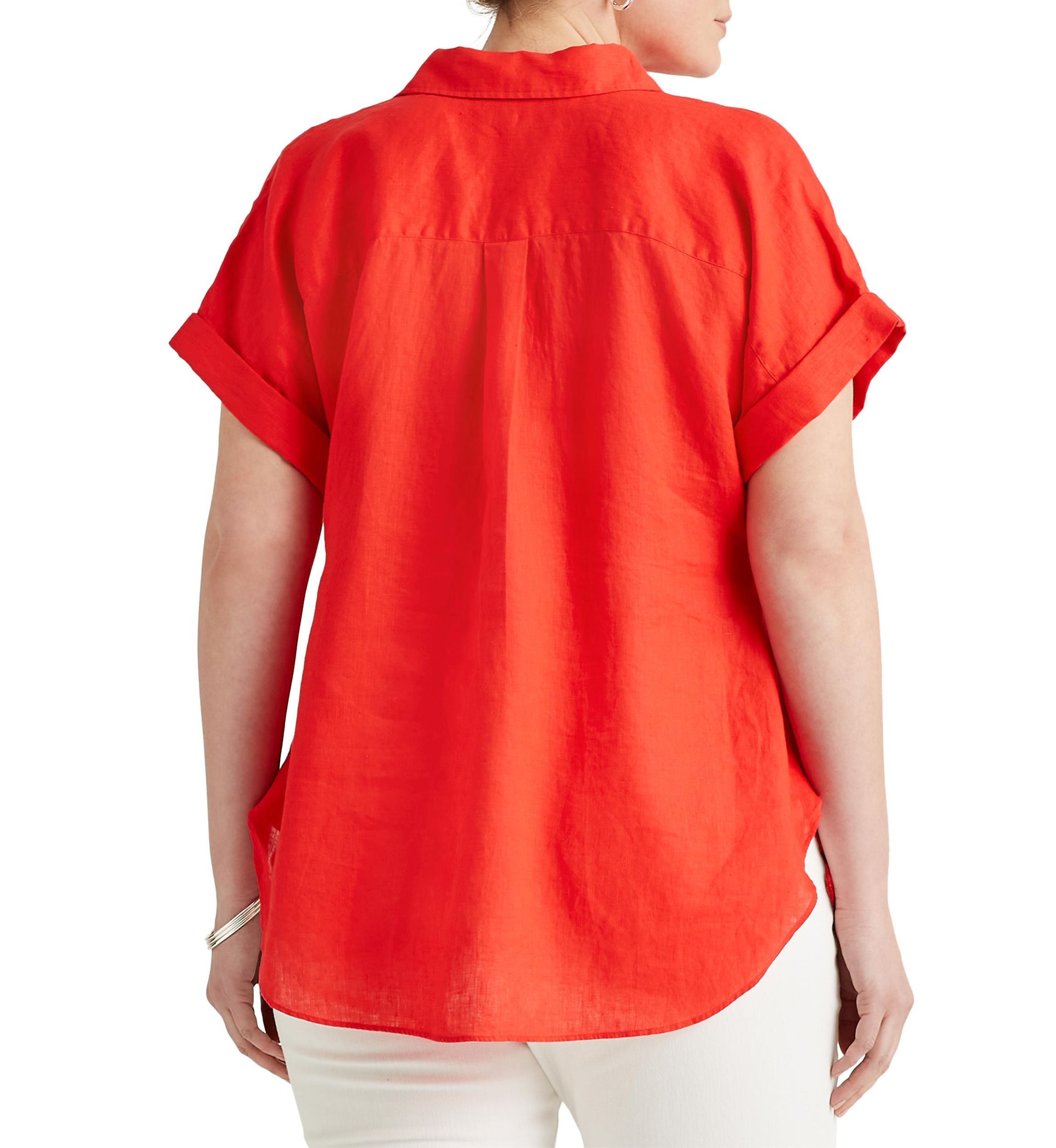 Plus Size Linen Dolman Sleeve Shirt 