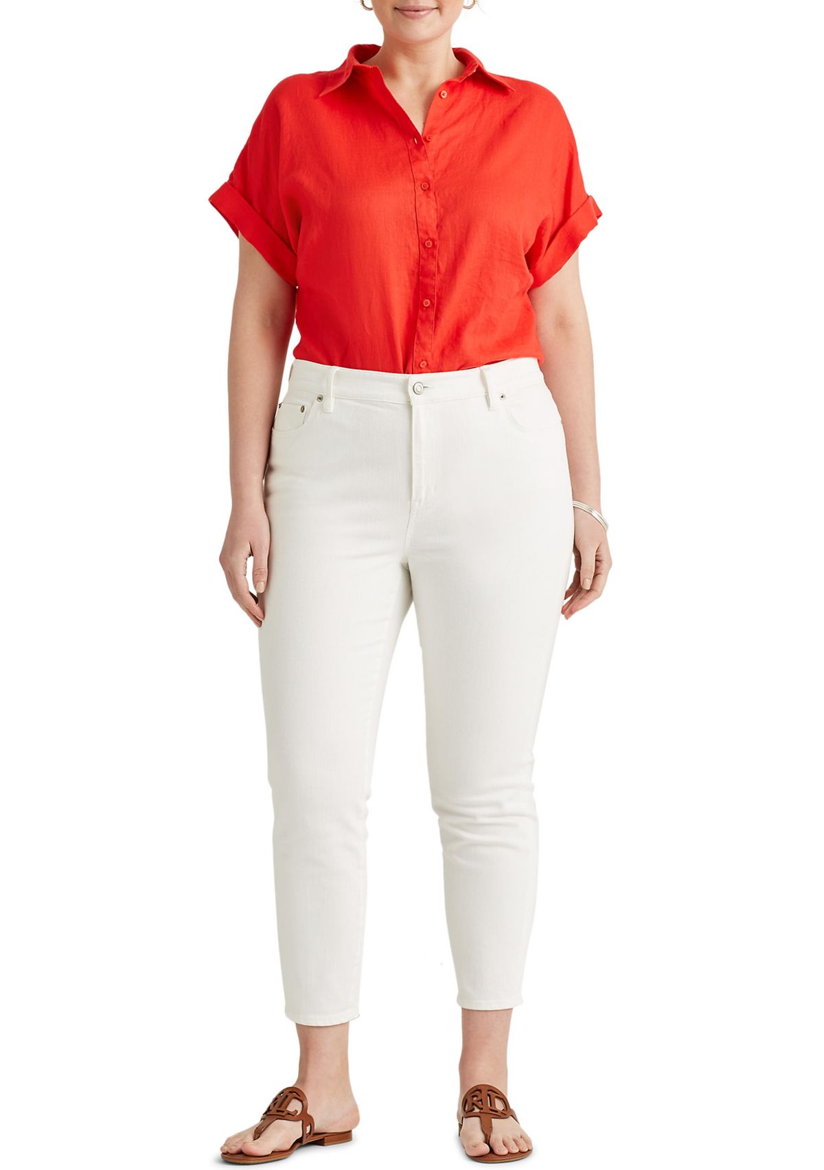 Plus Size Linen Dolman Sleeve Shirt 