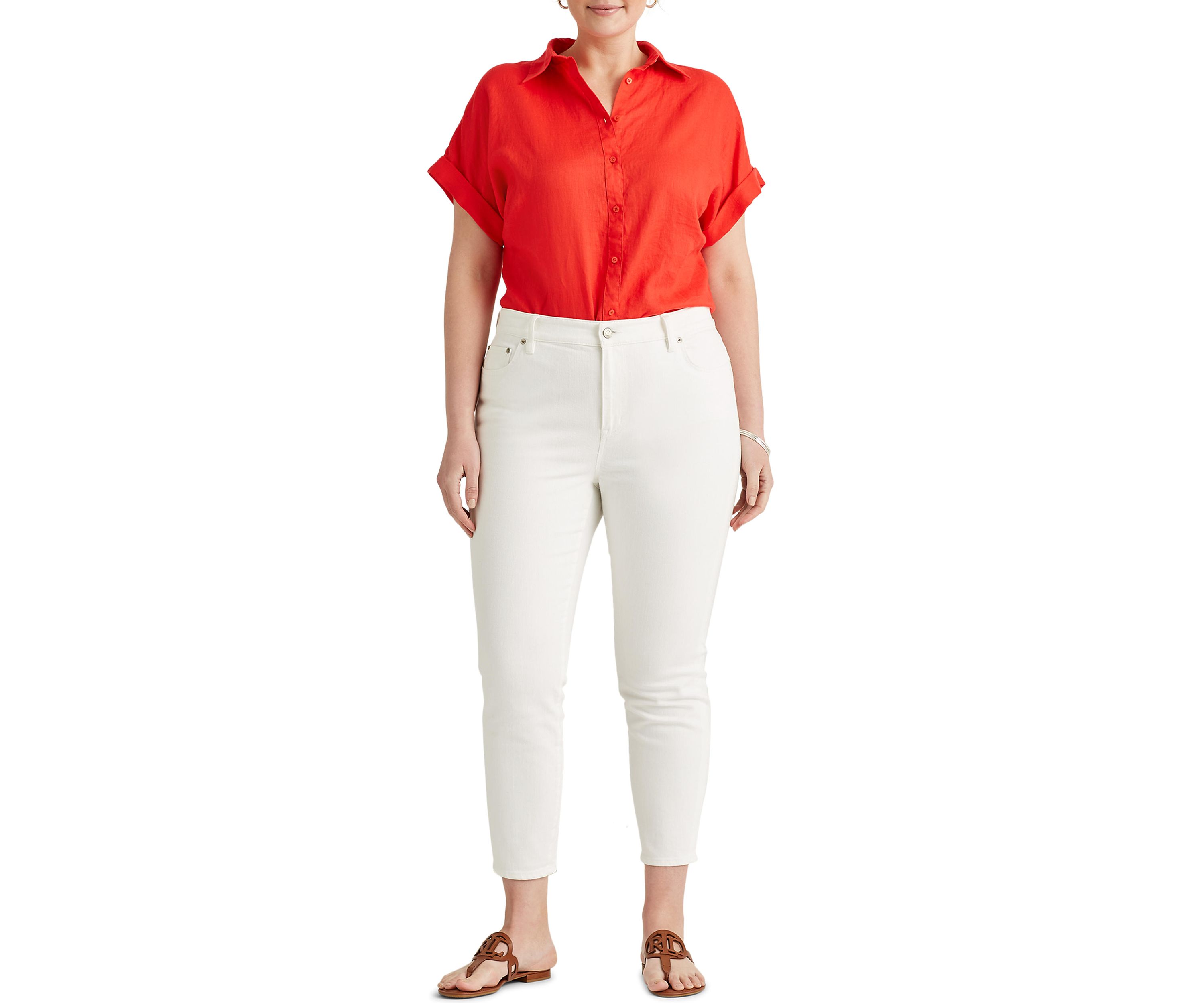 Plus Size Linen Dolman Sleeve Shirt 