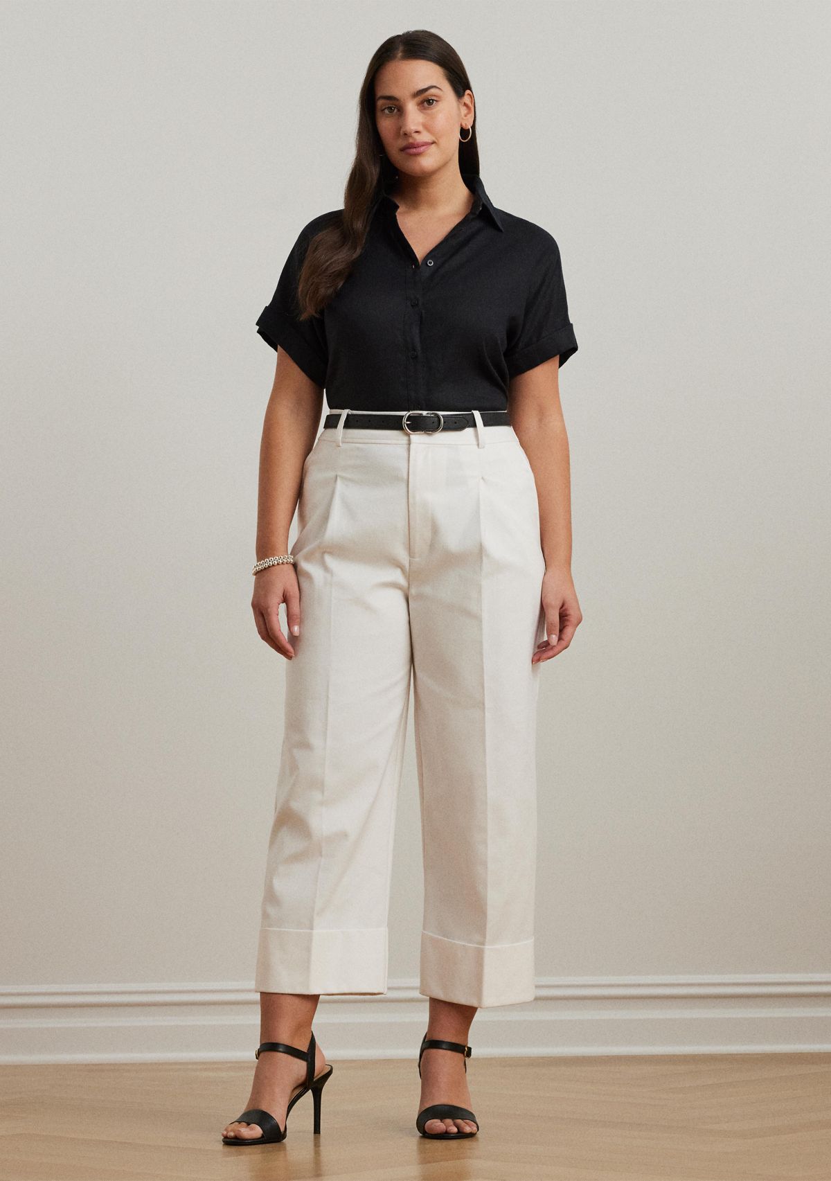 Plus Size Linen Dolman Sleeve Shirt 