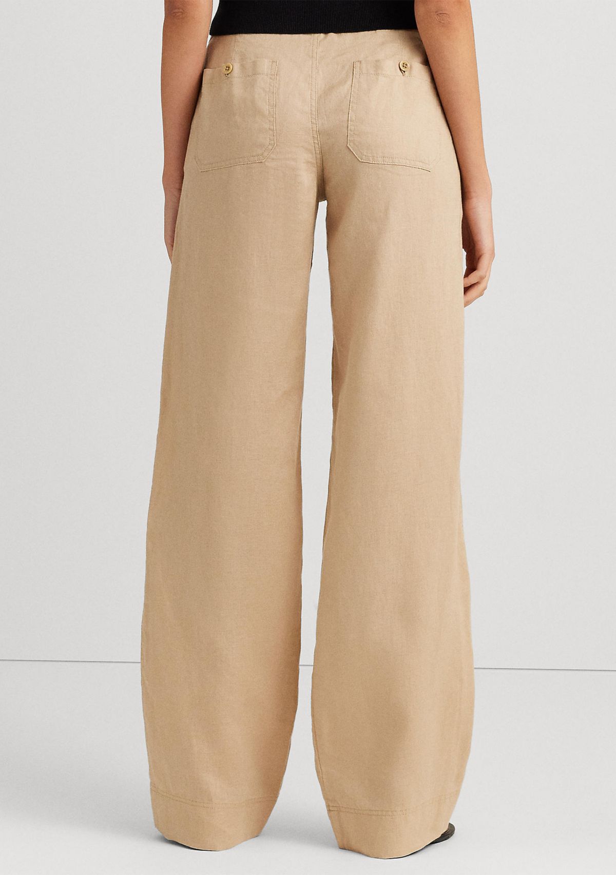 Womens Linen Wide-Leg Pants