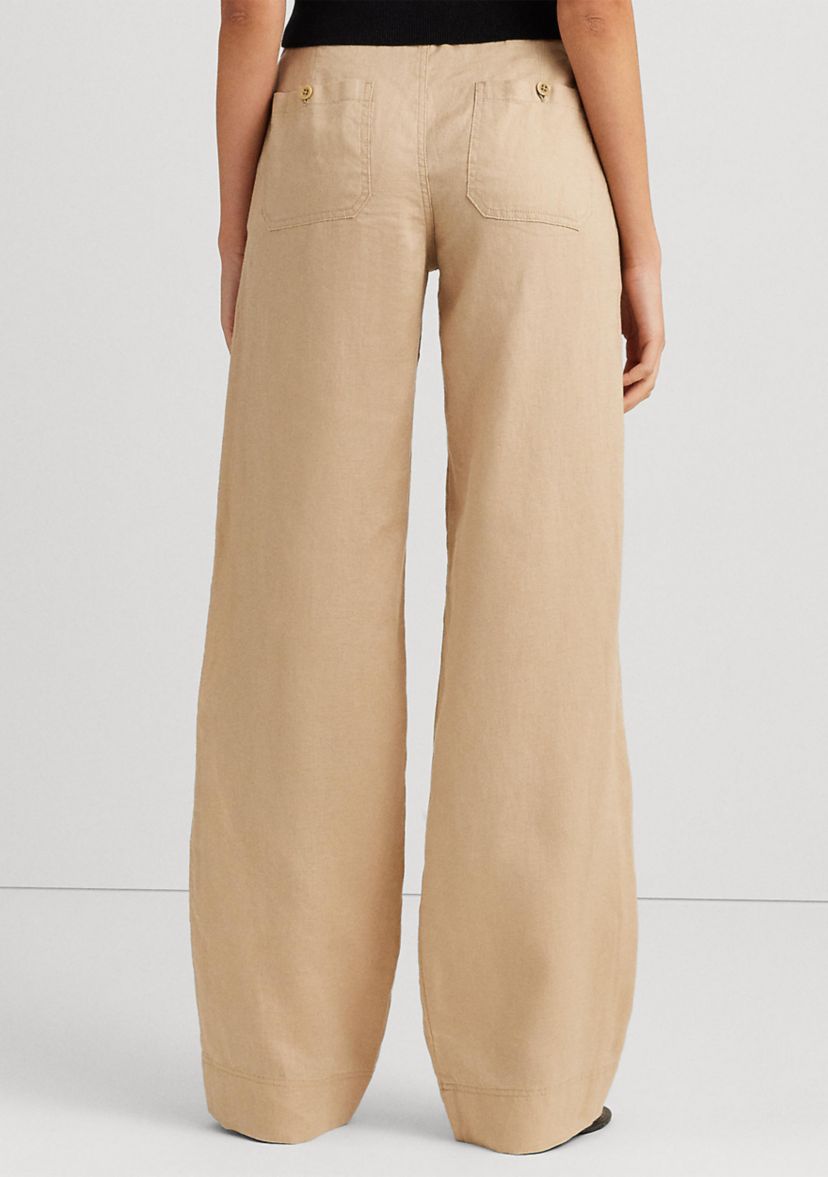 Womens Linen Wide-Leg Pants