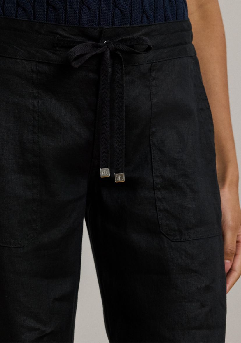 Womens Linen Wide-Leg Pants