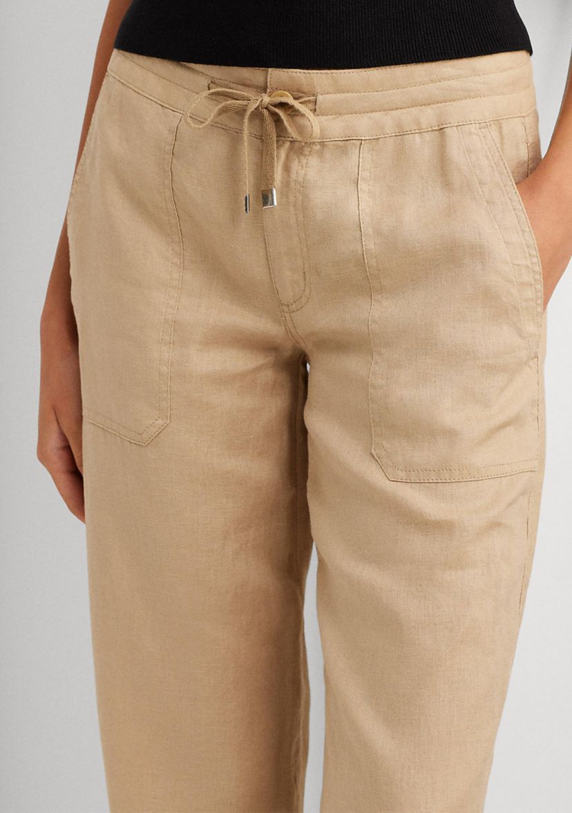 Womens Linen Wide-Leg Pants