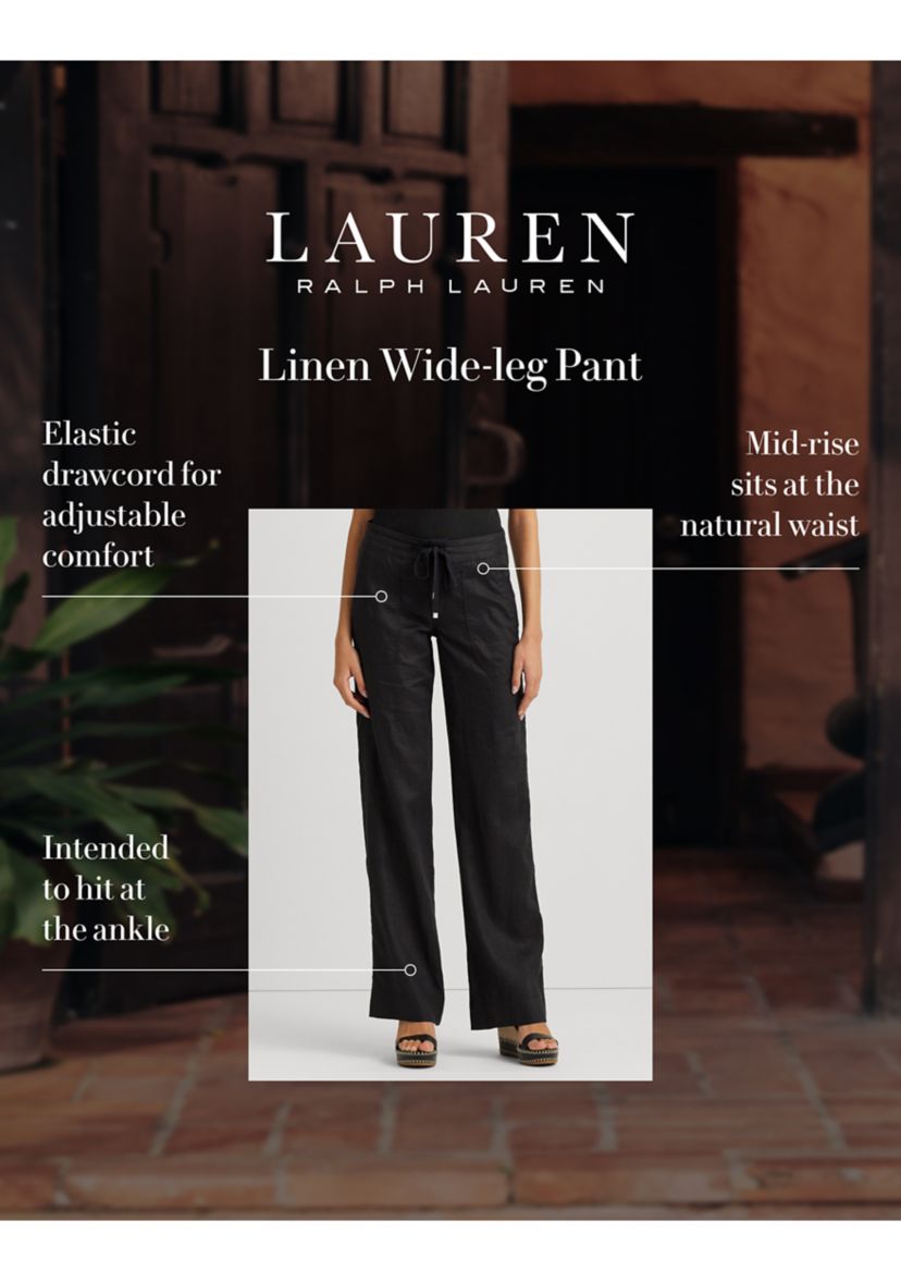 Womens Linen Wide-Leg Pants