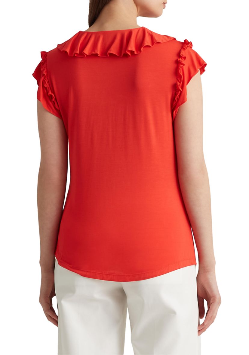 Womens 	  Ruffle Trim Jersey Top 