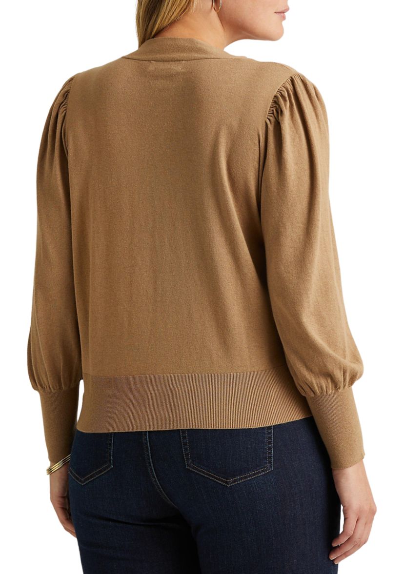 Plus Size Cotton Blend Puff Sleeve Sweater