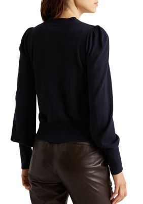 Lauren Ralph Lauren Cotton-Blend Puff-Sleeve Sweater