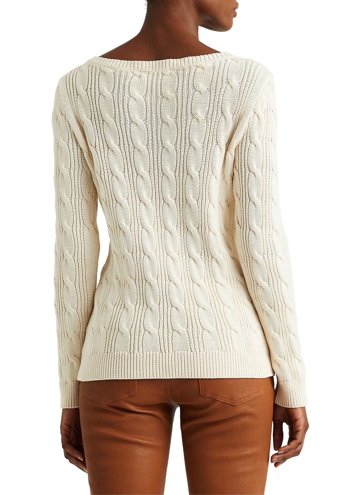 Cable-Knit Cotton Boat Neck Sweater