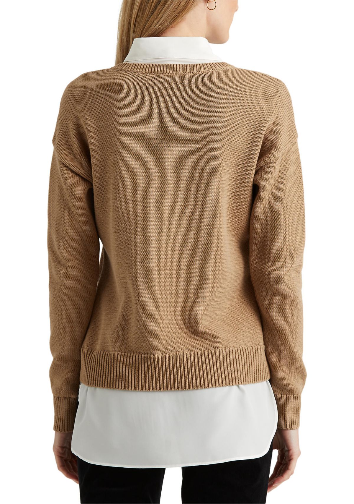 Layered Cotton V-Neck Sweater