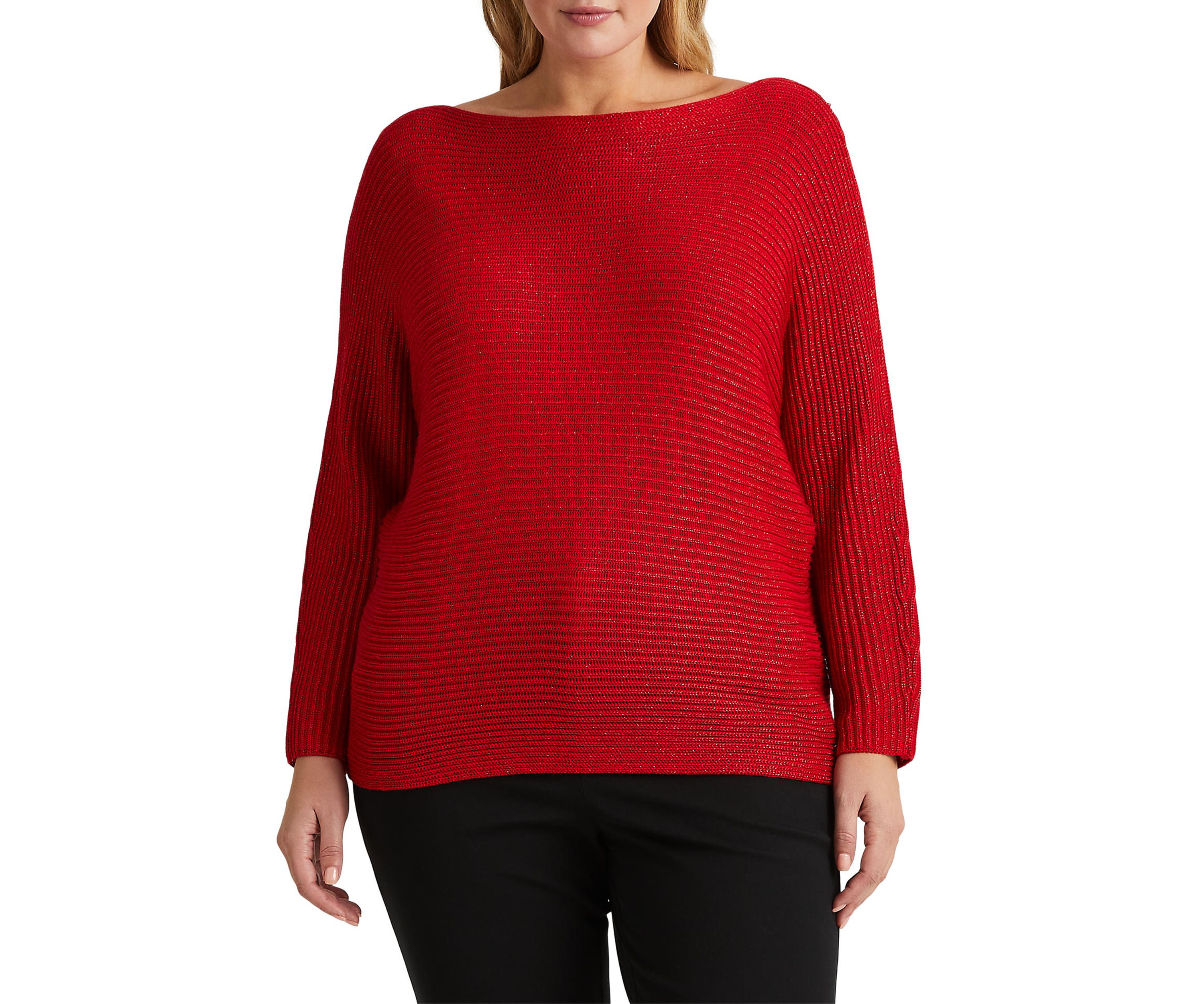 Plus Size Dolman Sleeve Boatneck Sweater