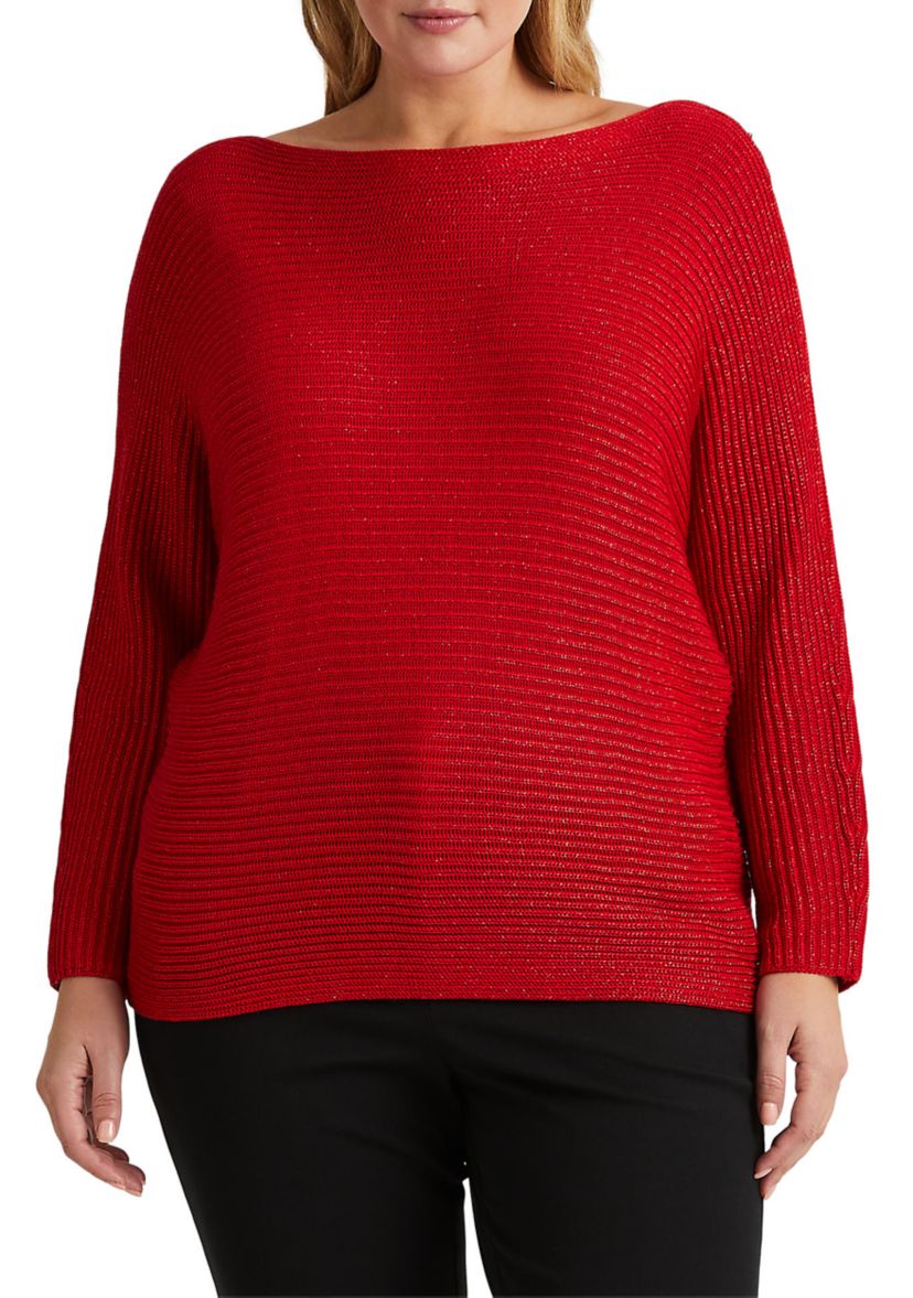 Plus Size Dolman Sleeve Boatneck Sweater