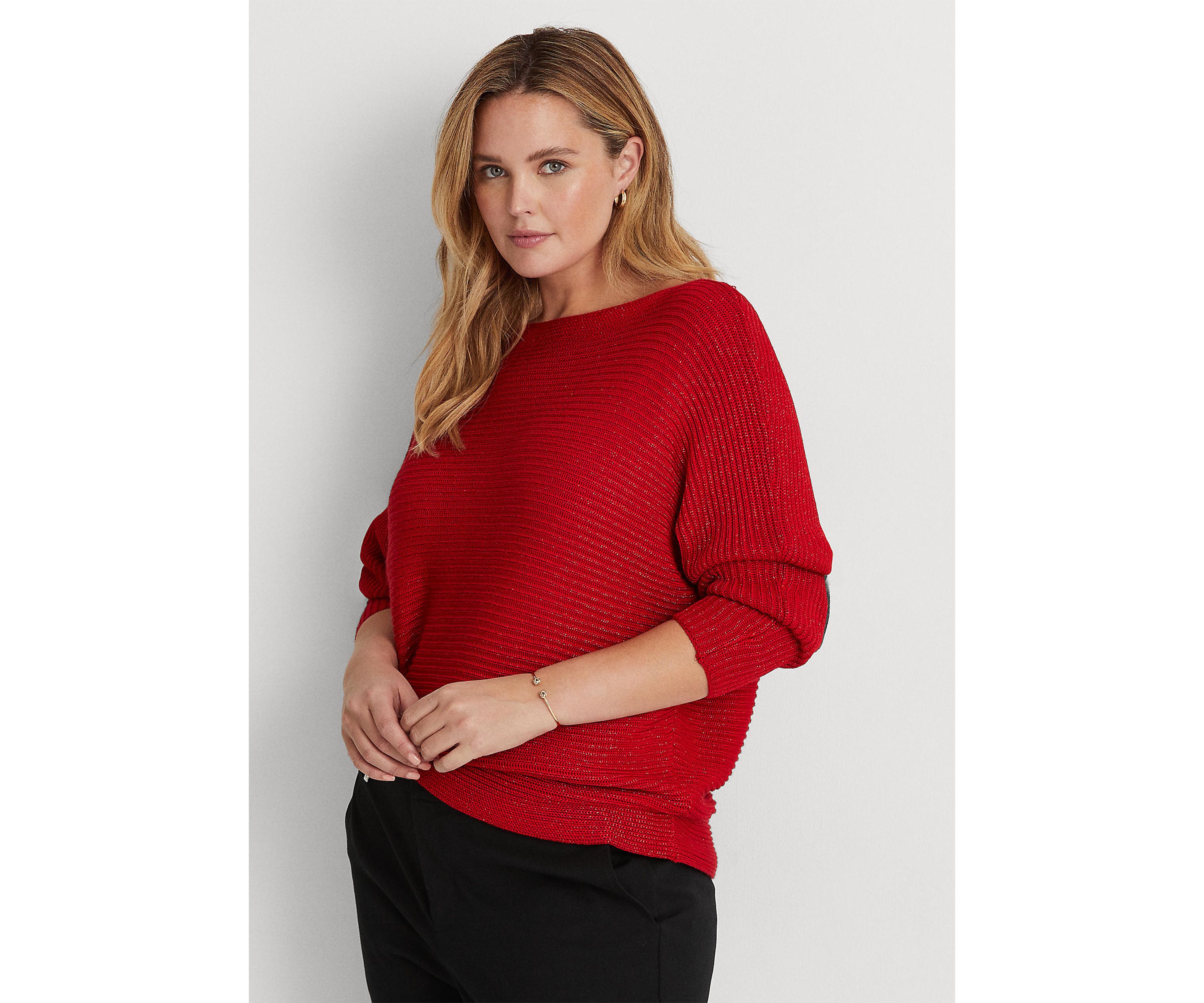 Plus Size Dolman Sleeve Boatneck Sweater