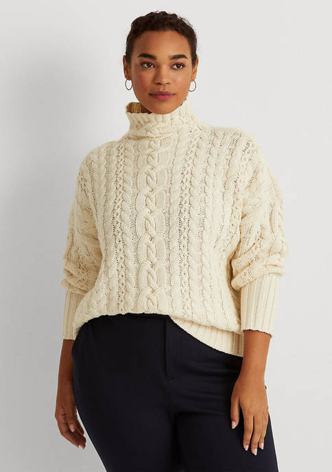 Lauren Ralph Lauren Womens Ivory Snowflake Cowl-Neck Sweater Size S 5 *STAINS