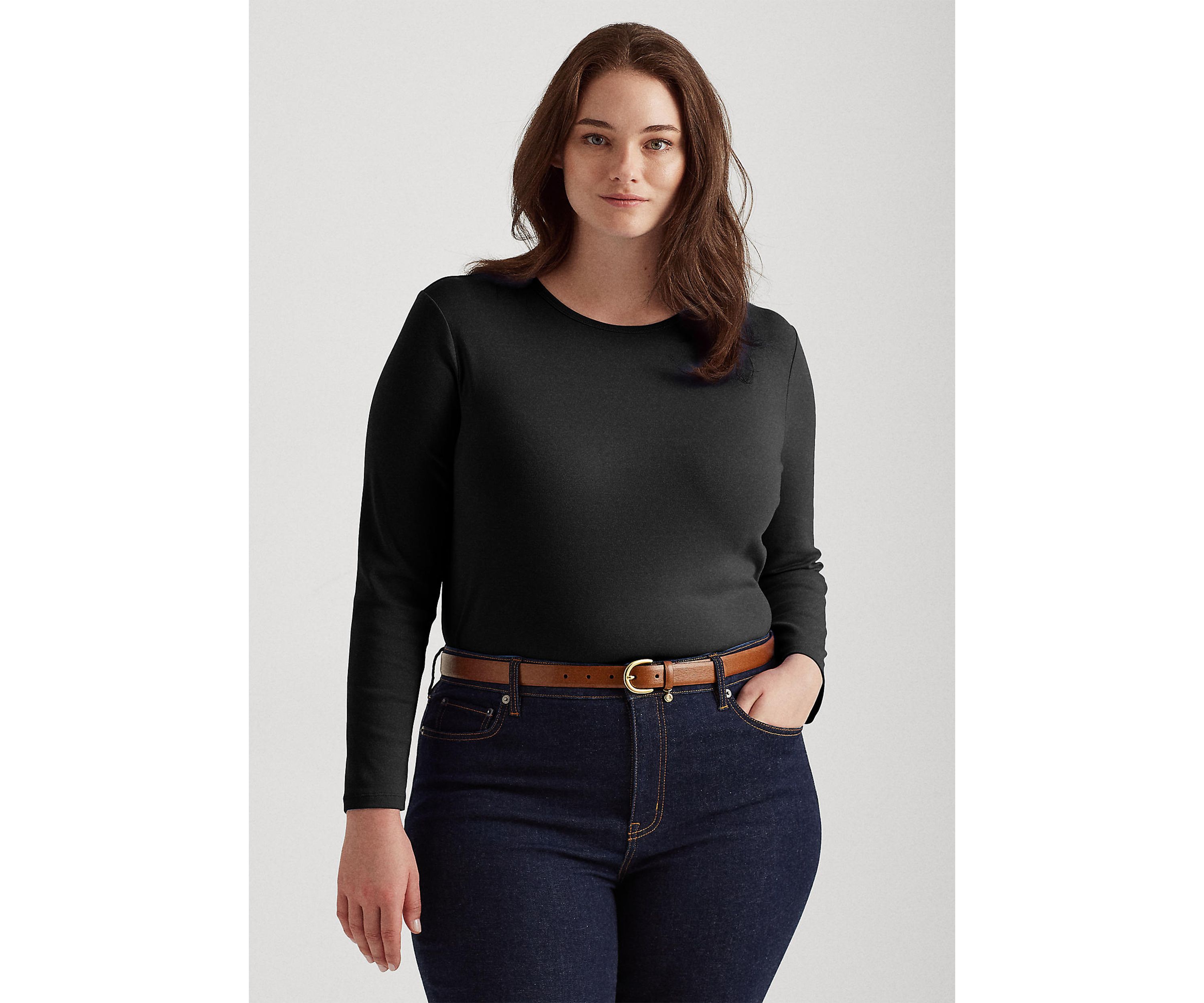   Plus Size Stretch Long-Sleeve Tee