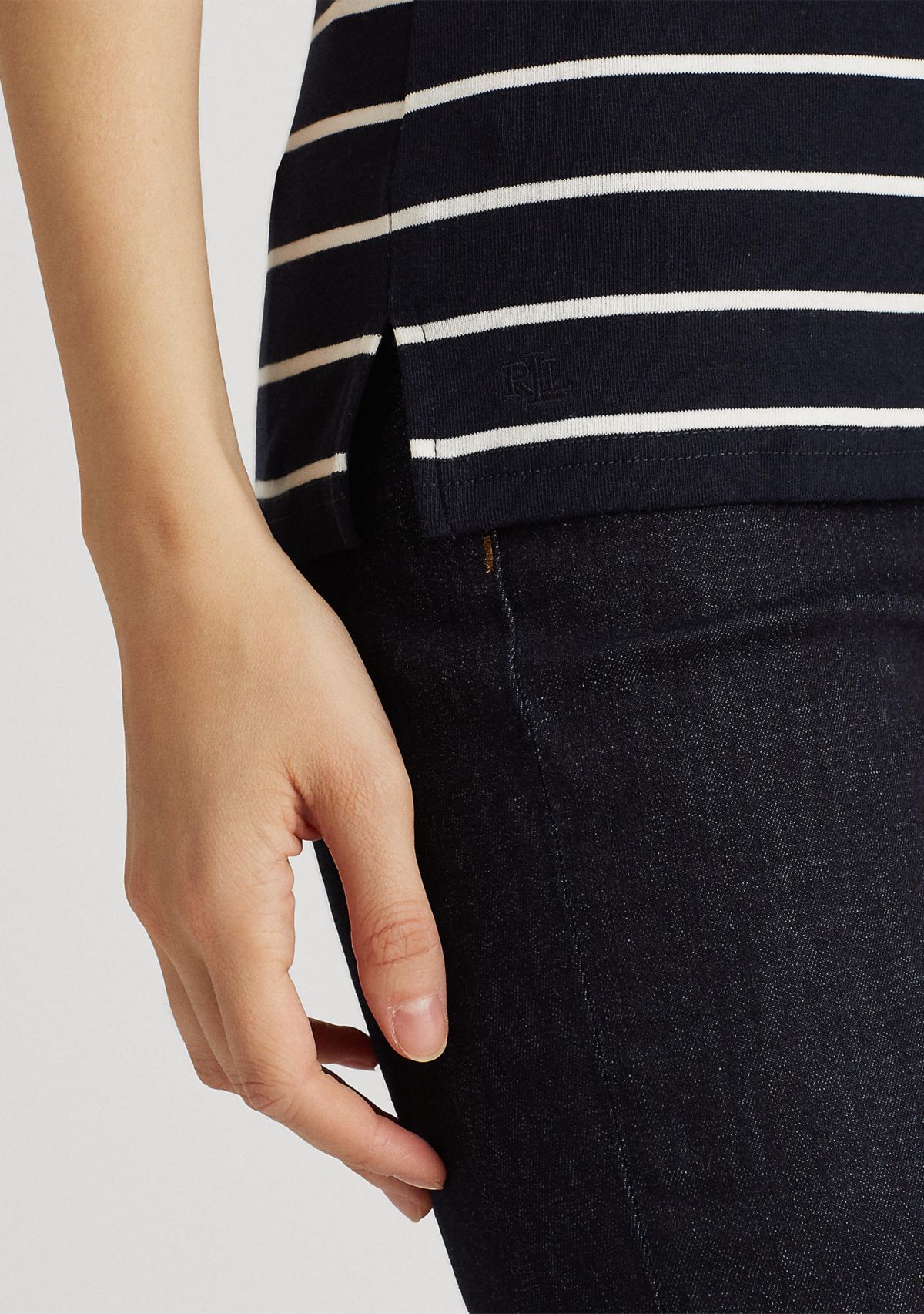 Striped Cotton Boat Neck T-Shirt  