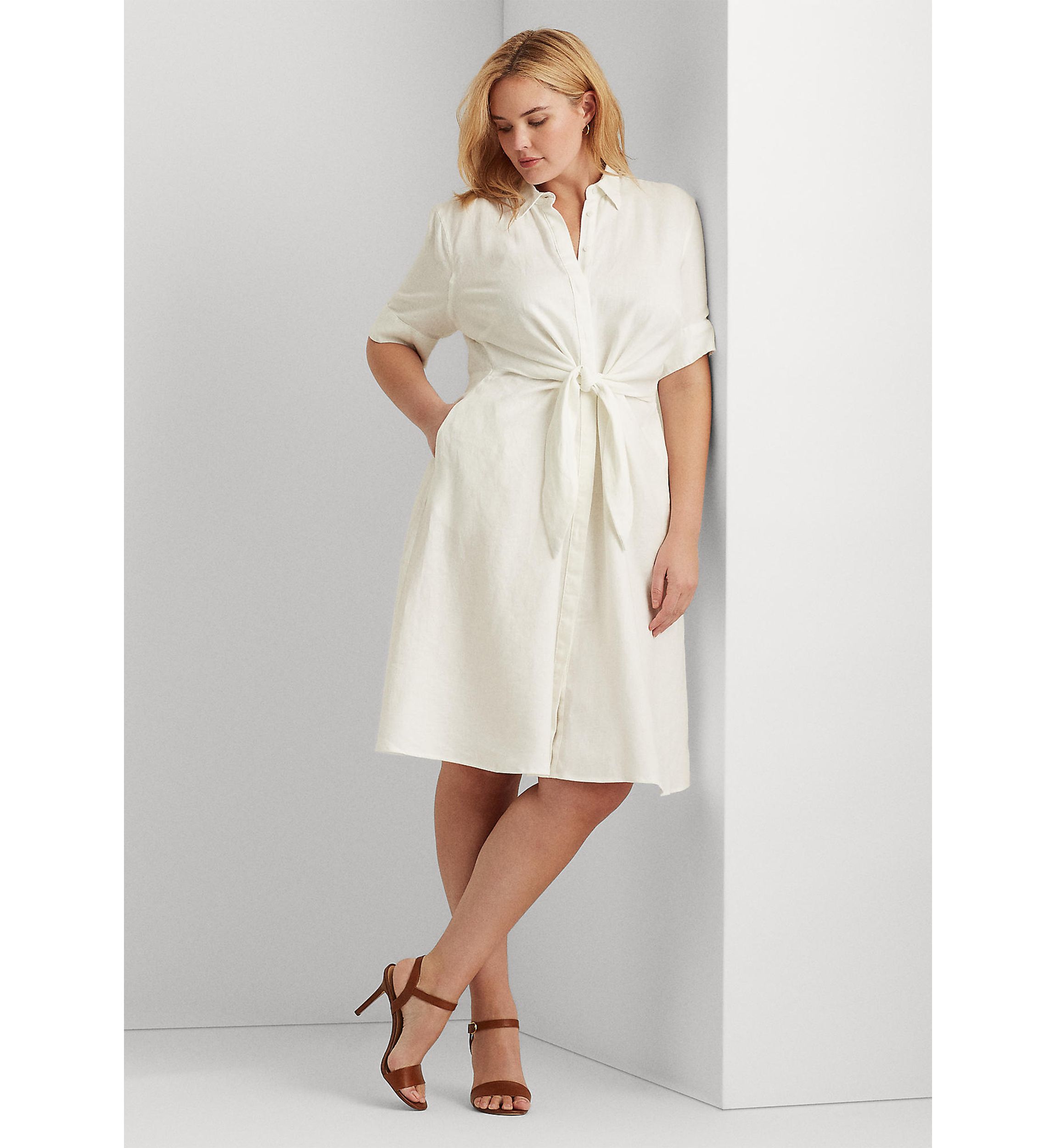 Plus Size Linen Shirt Dress 