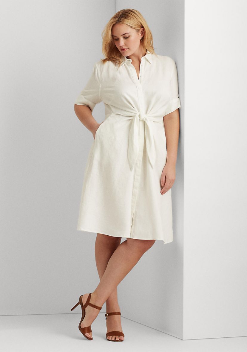 Plus Size Linen Shirt Dress 