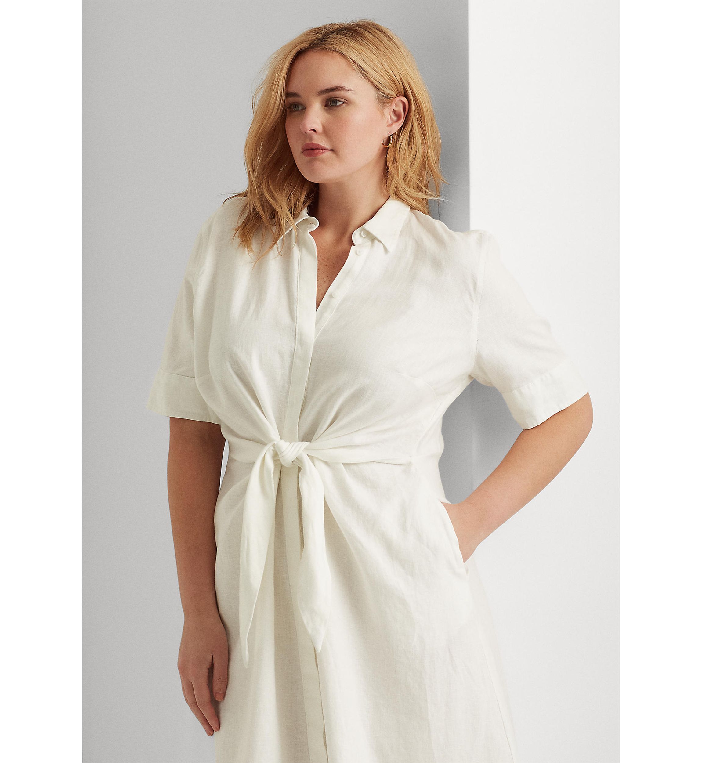 Plus Size Linen Shirt Dress 