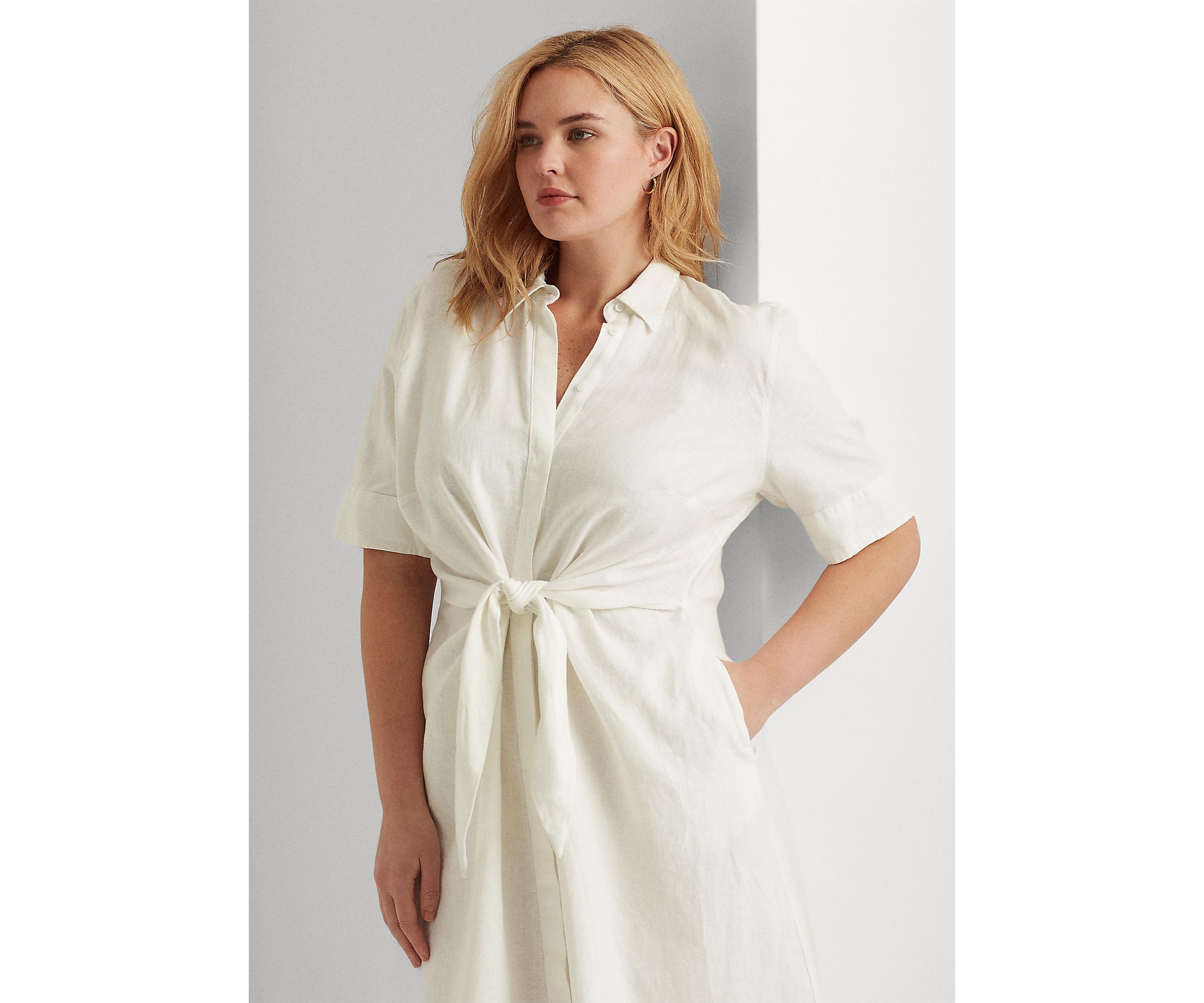 Plus Size Linen Shirt Dress 