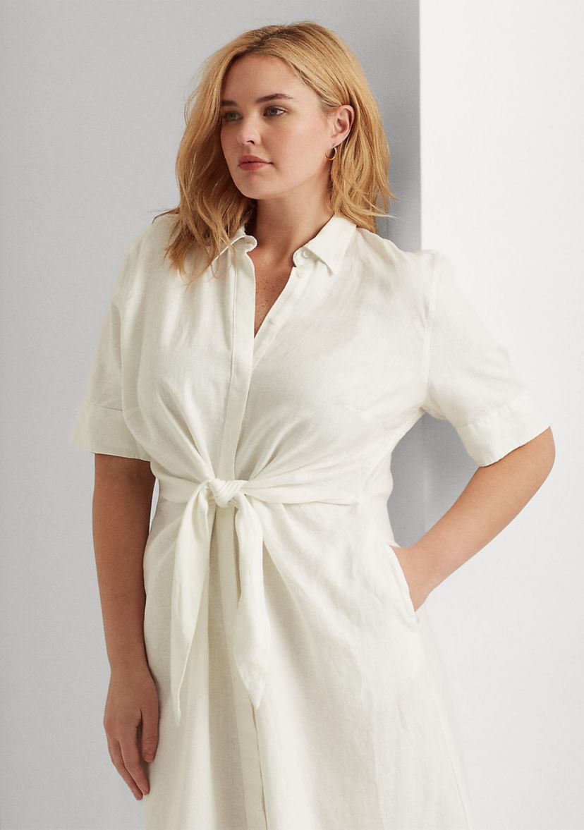Plus Size Linen Shirt Dress 