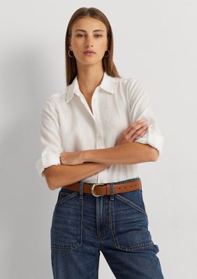 Lauren Ralph Lauren Roll Tab Sleeve Linen Shirt | belk