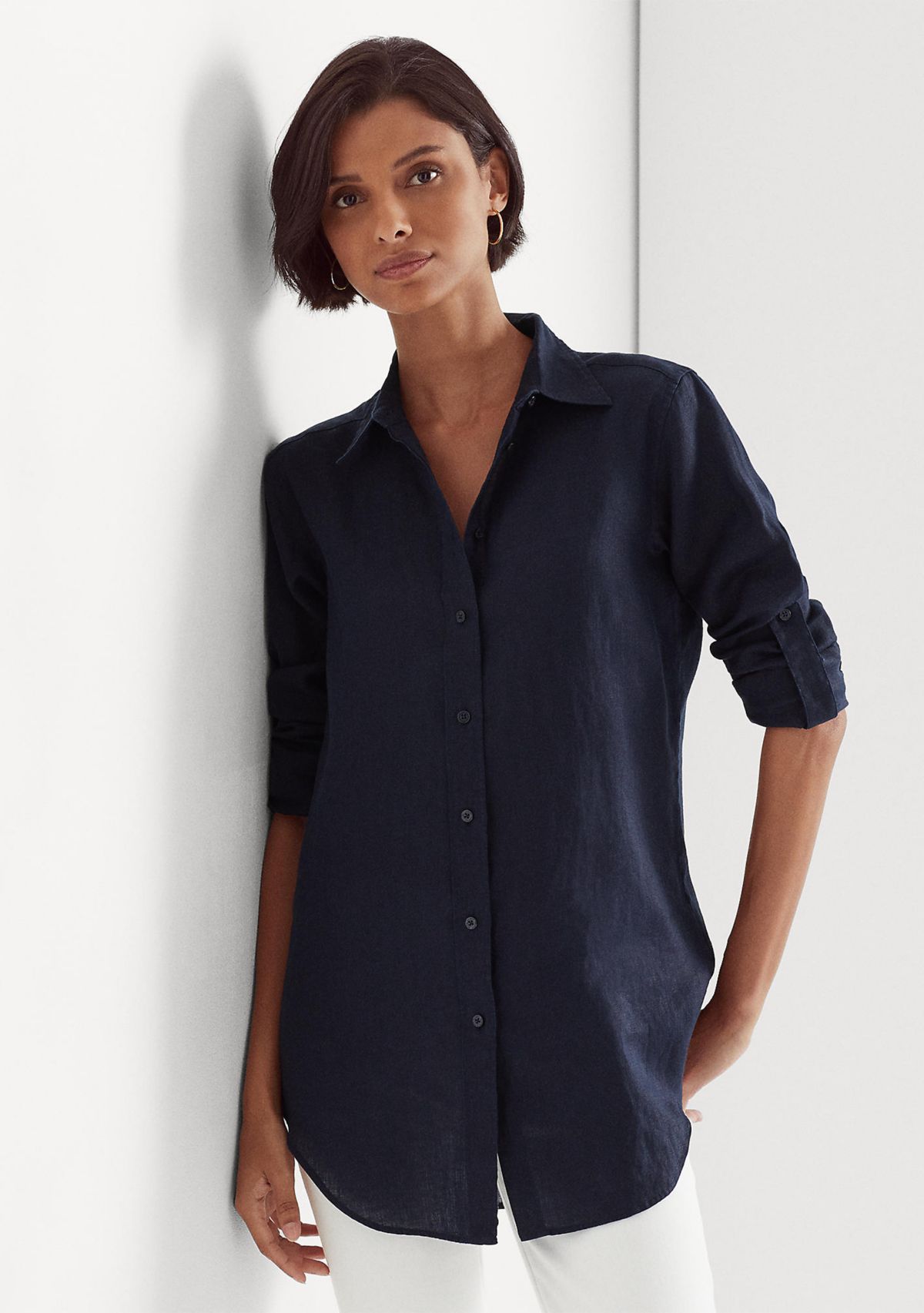 Roll Tab Sleeve Linen Shirt