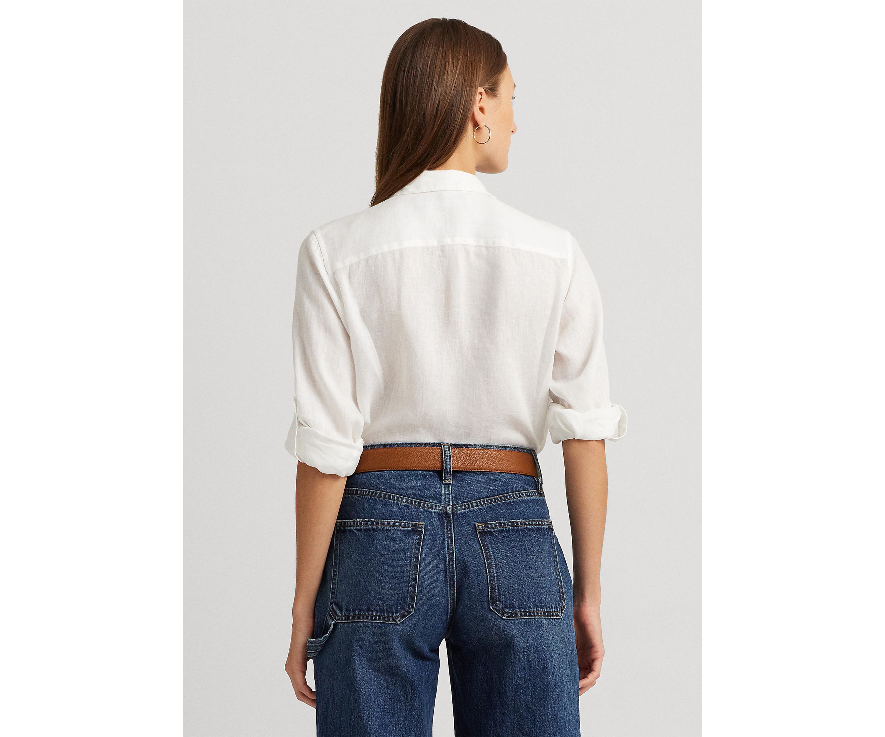 Roll Tab Sleeve Linen Shirt