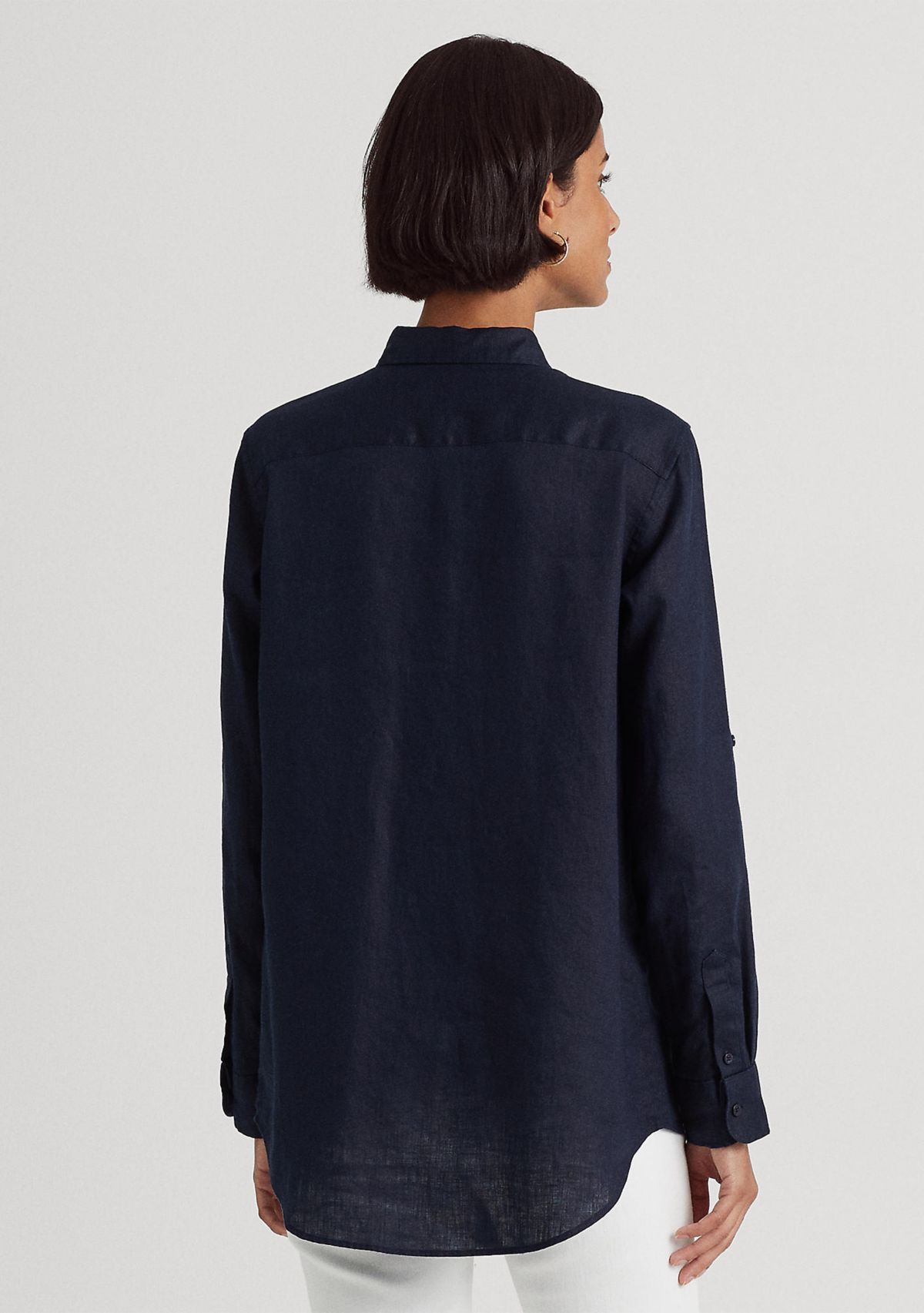 Roll Tab Sleeve Linen Shirt