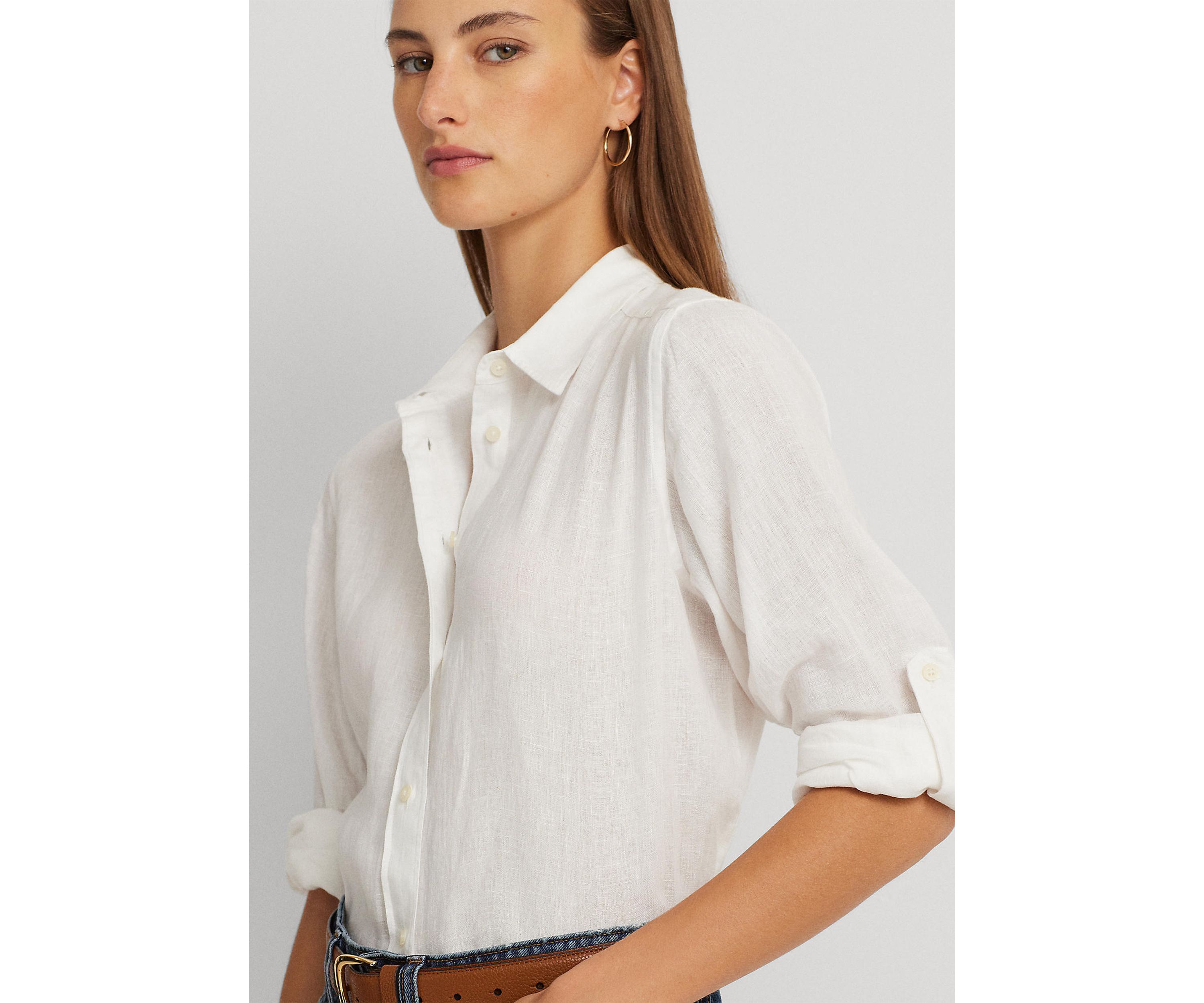 Roll Tab Sleeve Linen Shirt